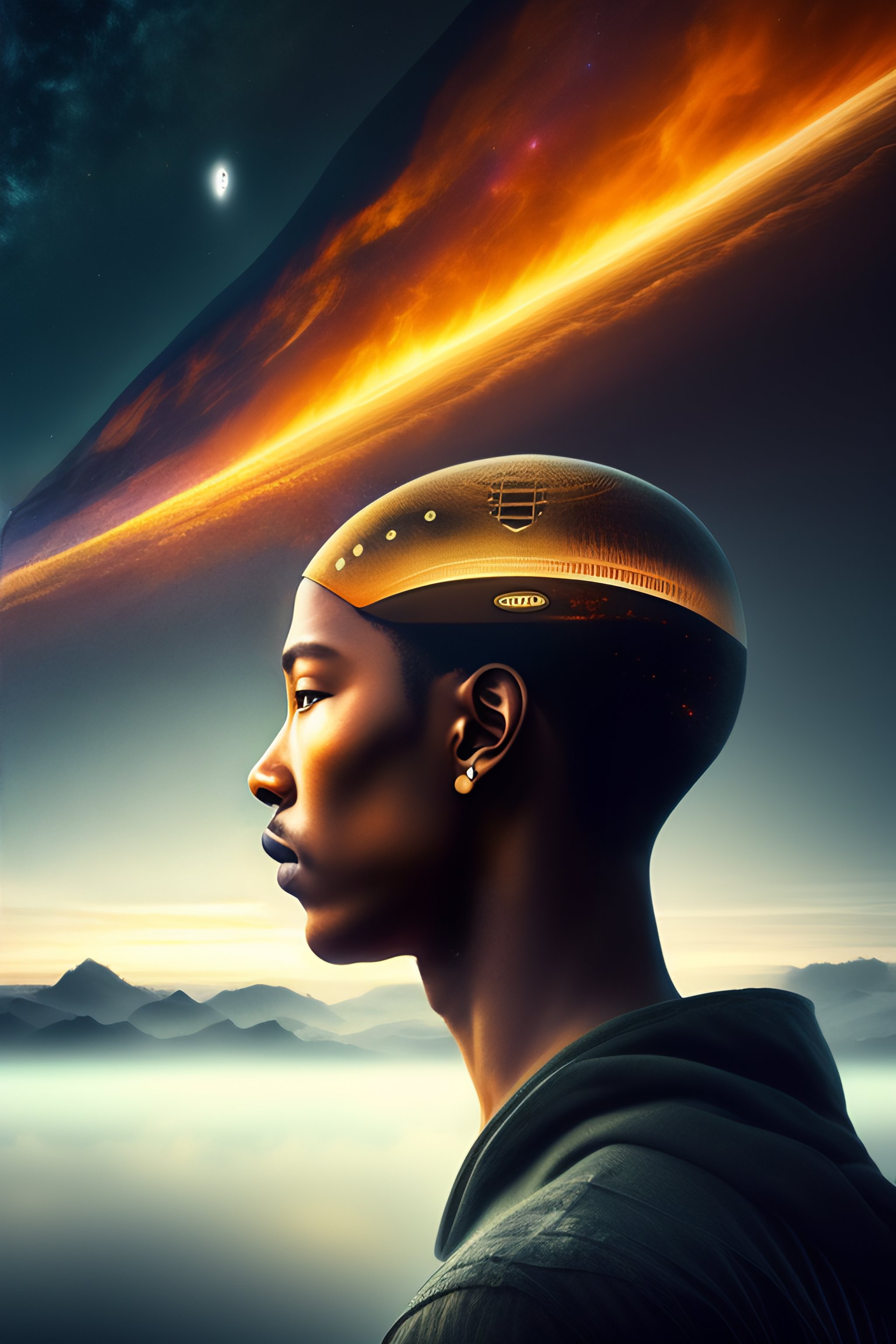 Lexica - A humanoid form looking toward an infinite horizon