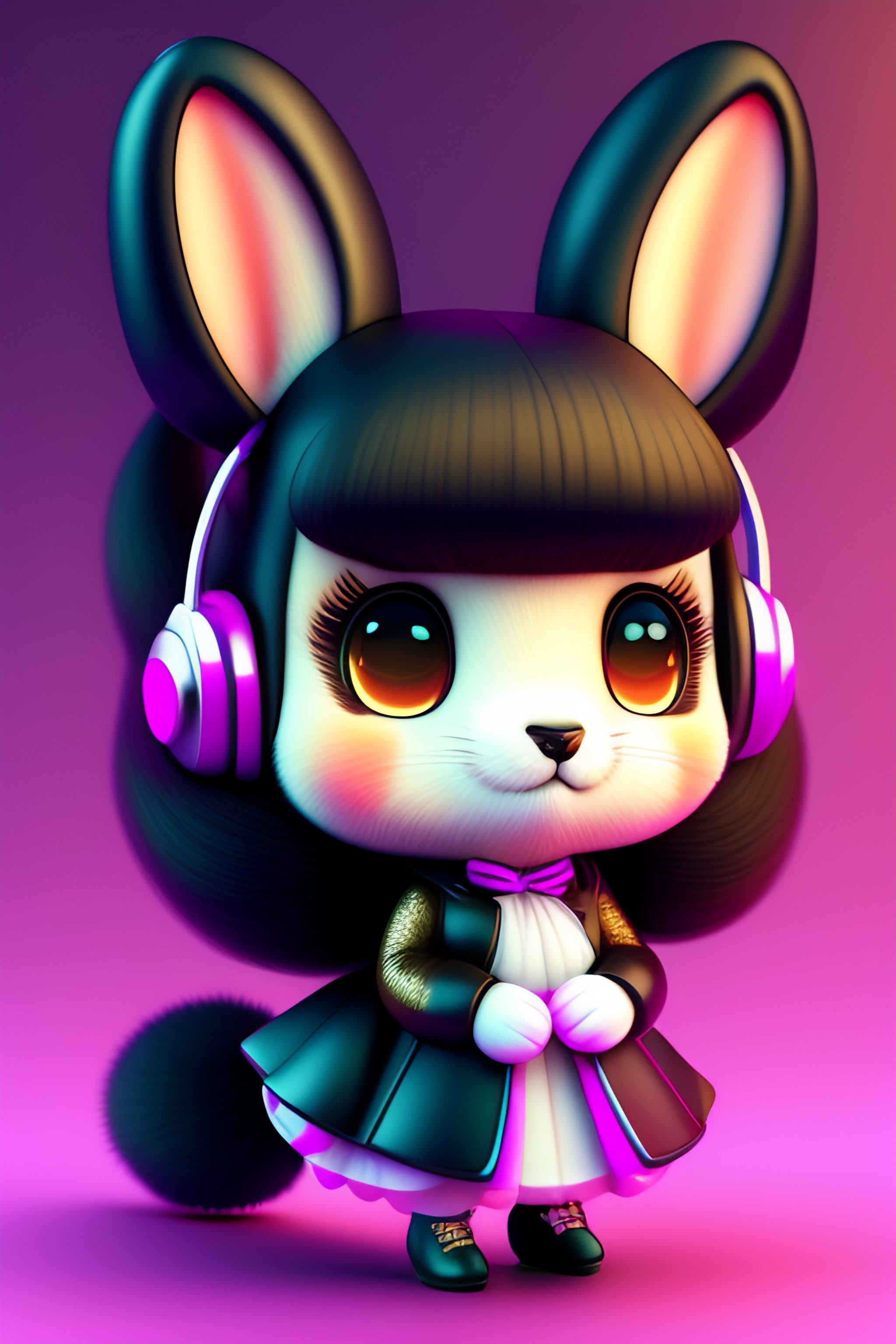 Lexica - Cute and adorable cartoon female rabbit in headphones an anime ...