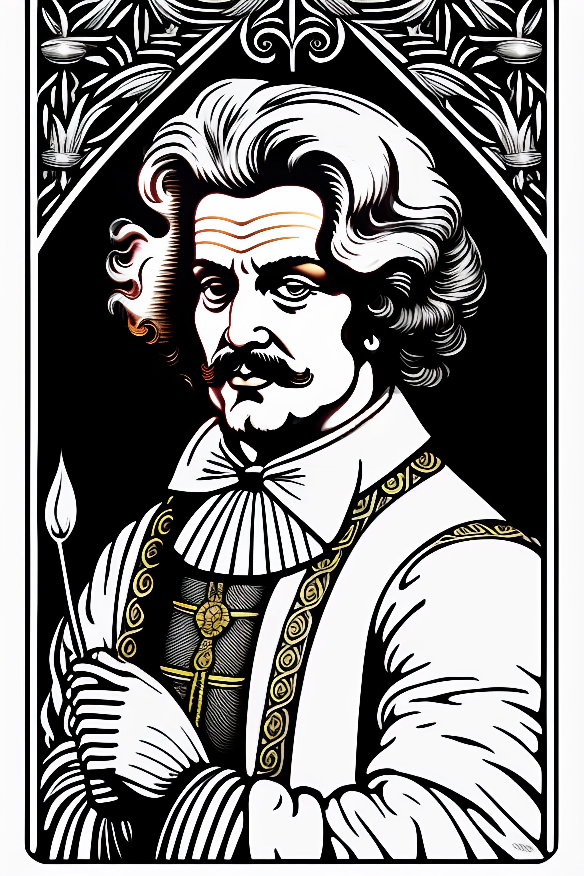 Lexica - Ronald mcdonald as pimp, tarot card, line drawing, clean clear ...