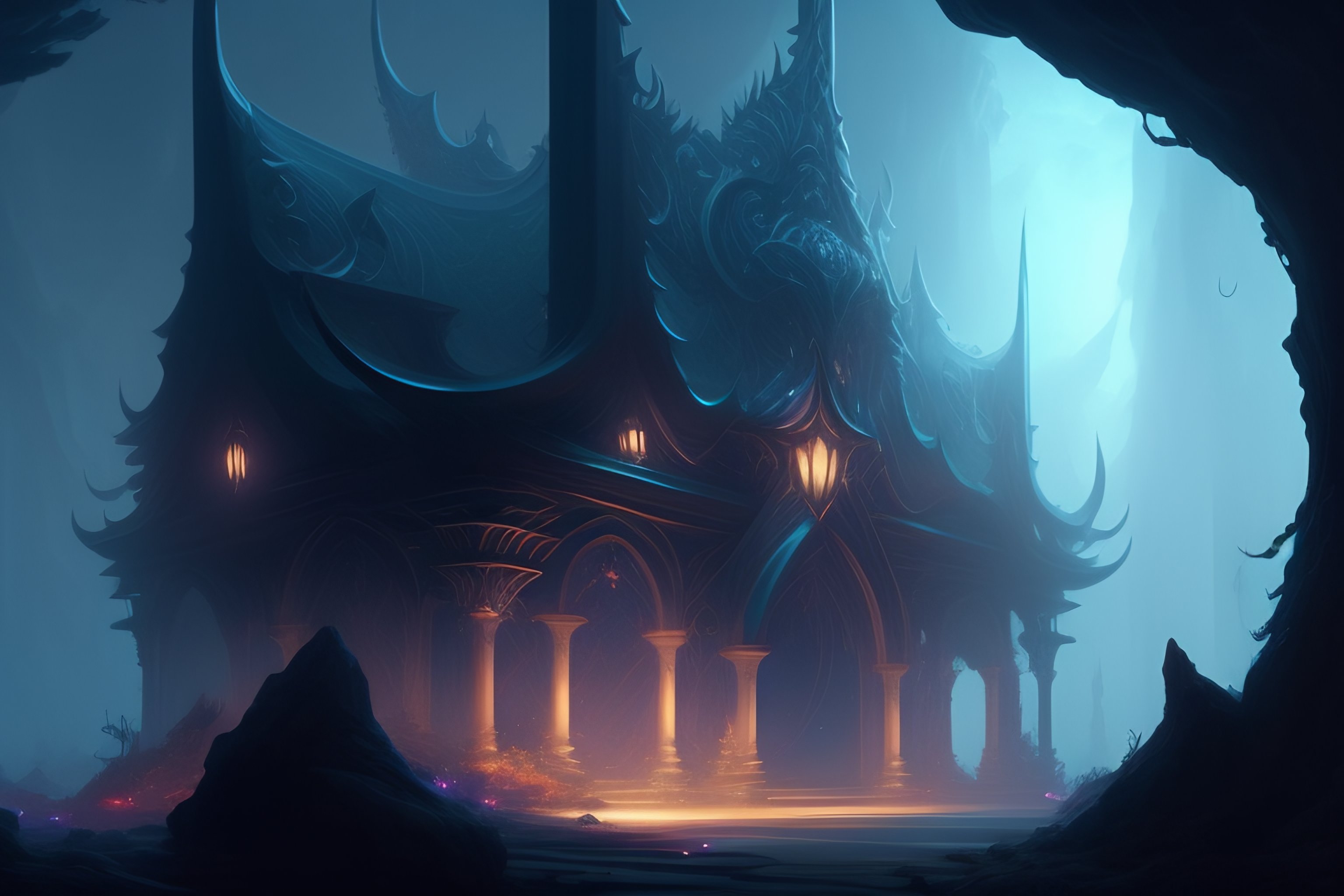 Lexica - Establishing shot of a fantasy spectral archlich with a savage ...