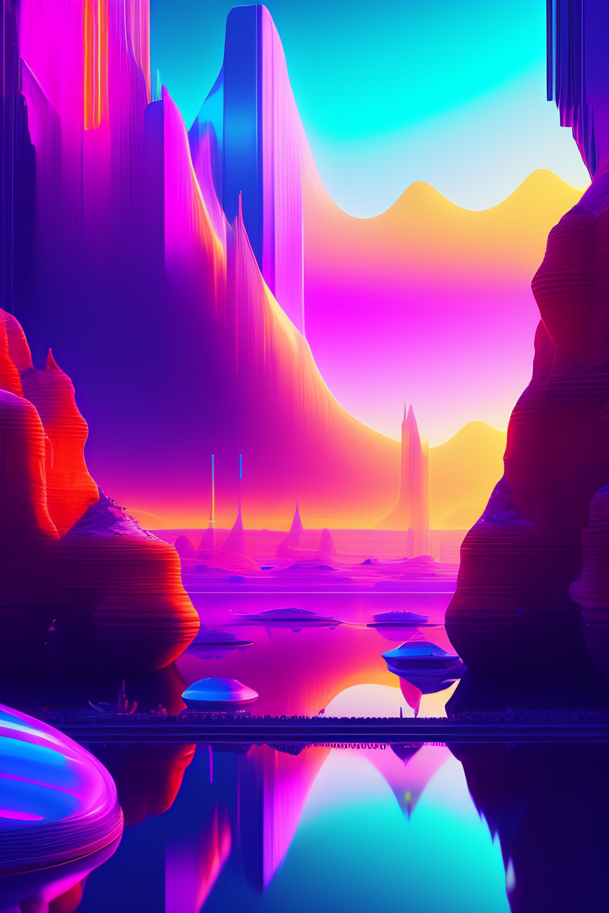 Abstract cyberpunk wallpaper with vibrant colors