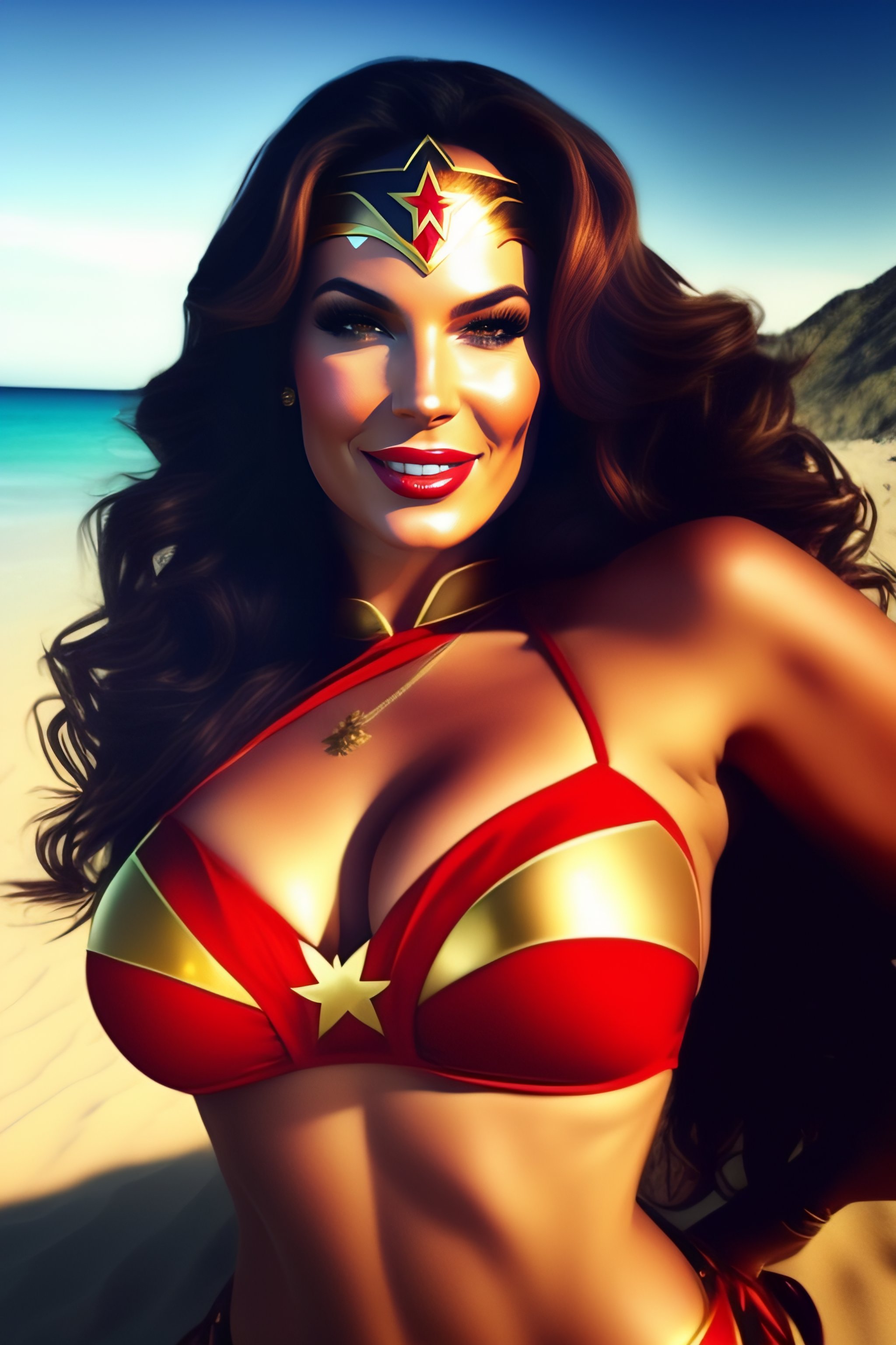 Lexica - Kelly Brook as wonder woman in a bikini