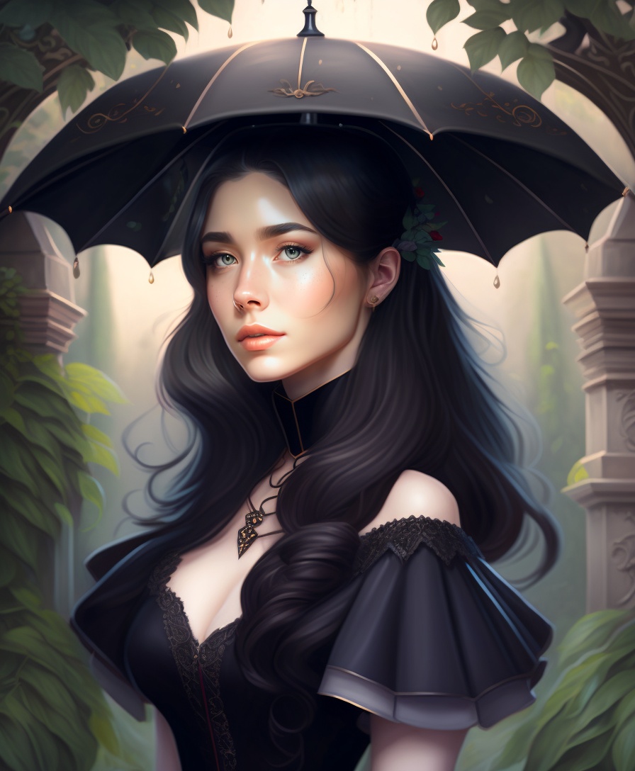 Lexica - Beautiful portrait of a young elegant woman with long dark ...