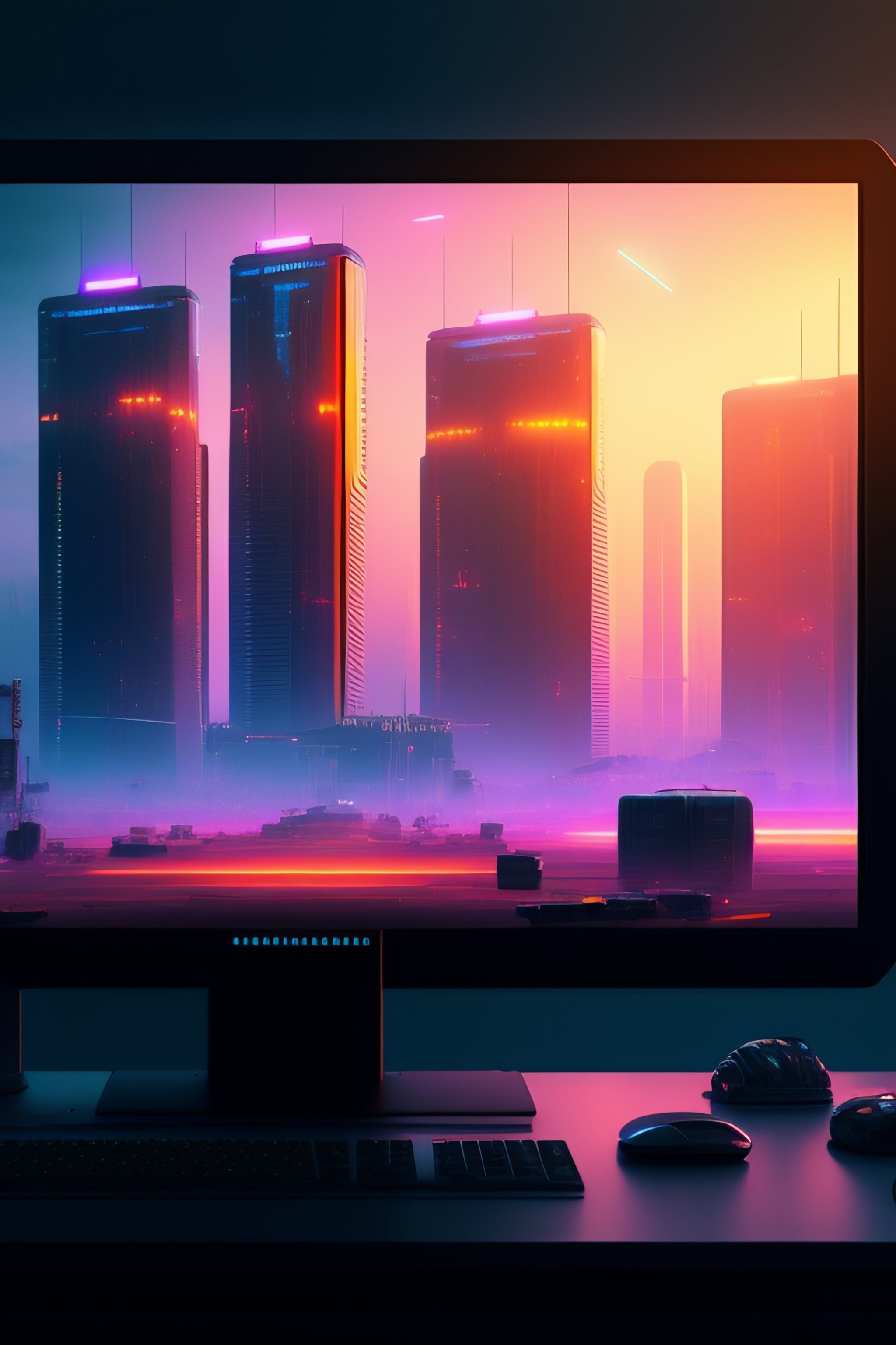 Lexica - Computer in cyberpunk style, transparent side glass, against ...