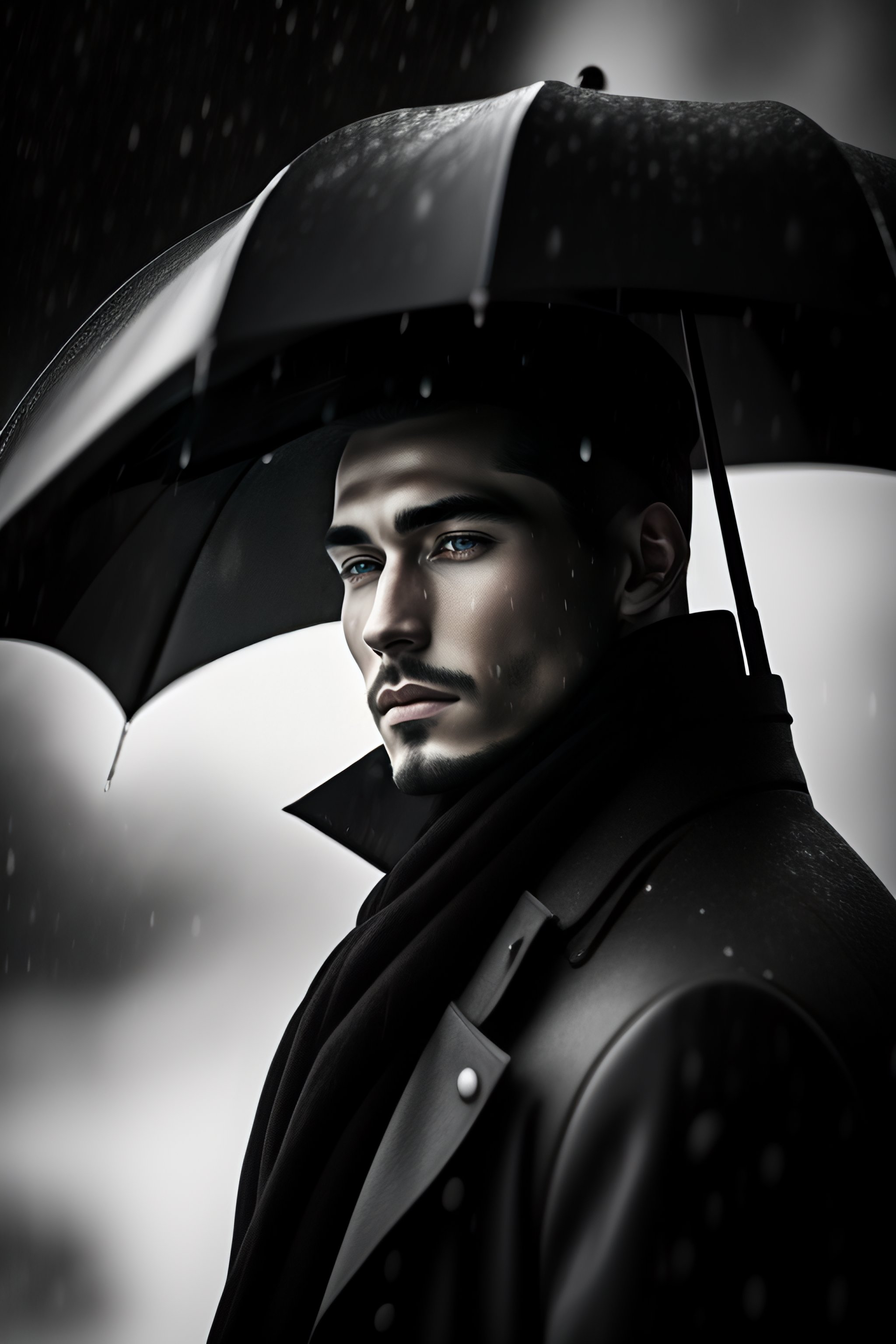 Lexica Black and white old portrait style painting of a man with no