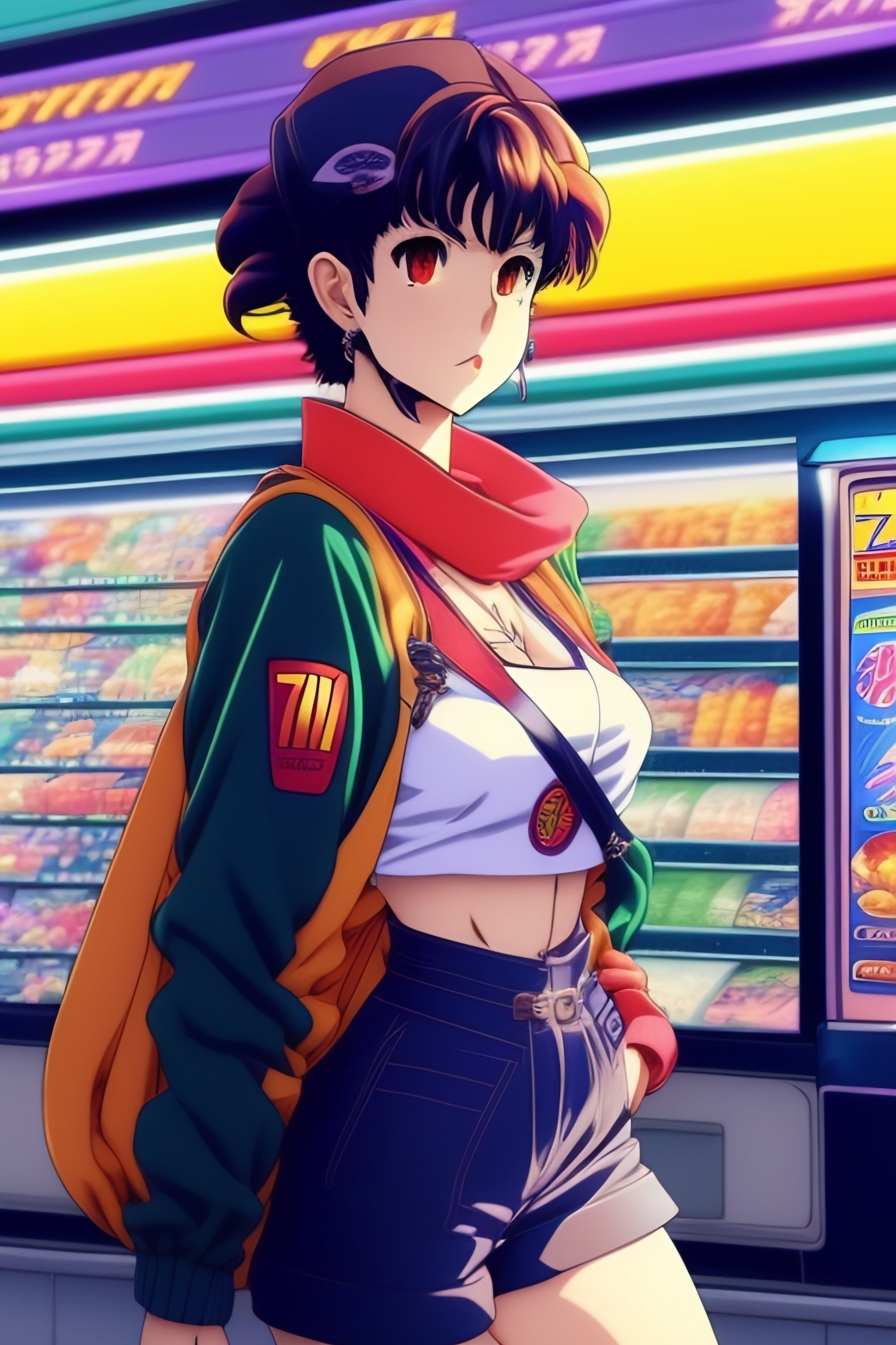Lexica - Vintage 90's anime style. stylish model in 7/11 convenience ...