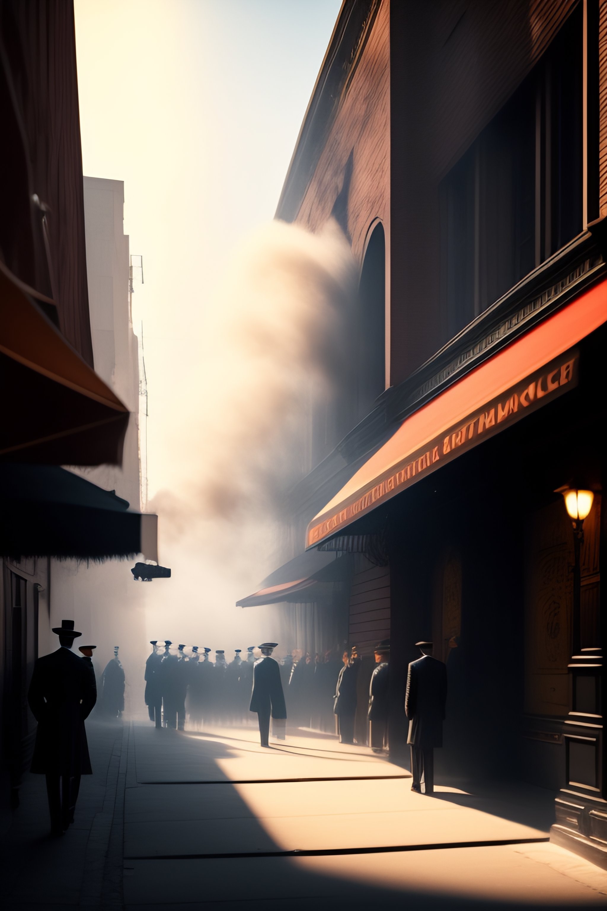 Lexica - 1920s stage setting, Smokey backstreet scene