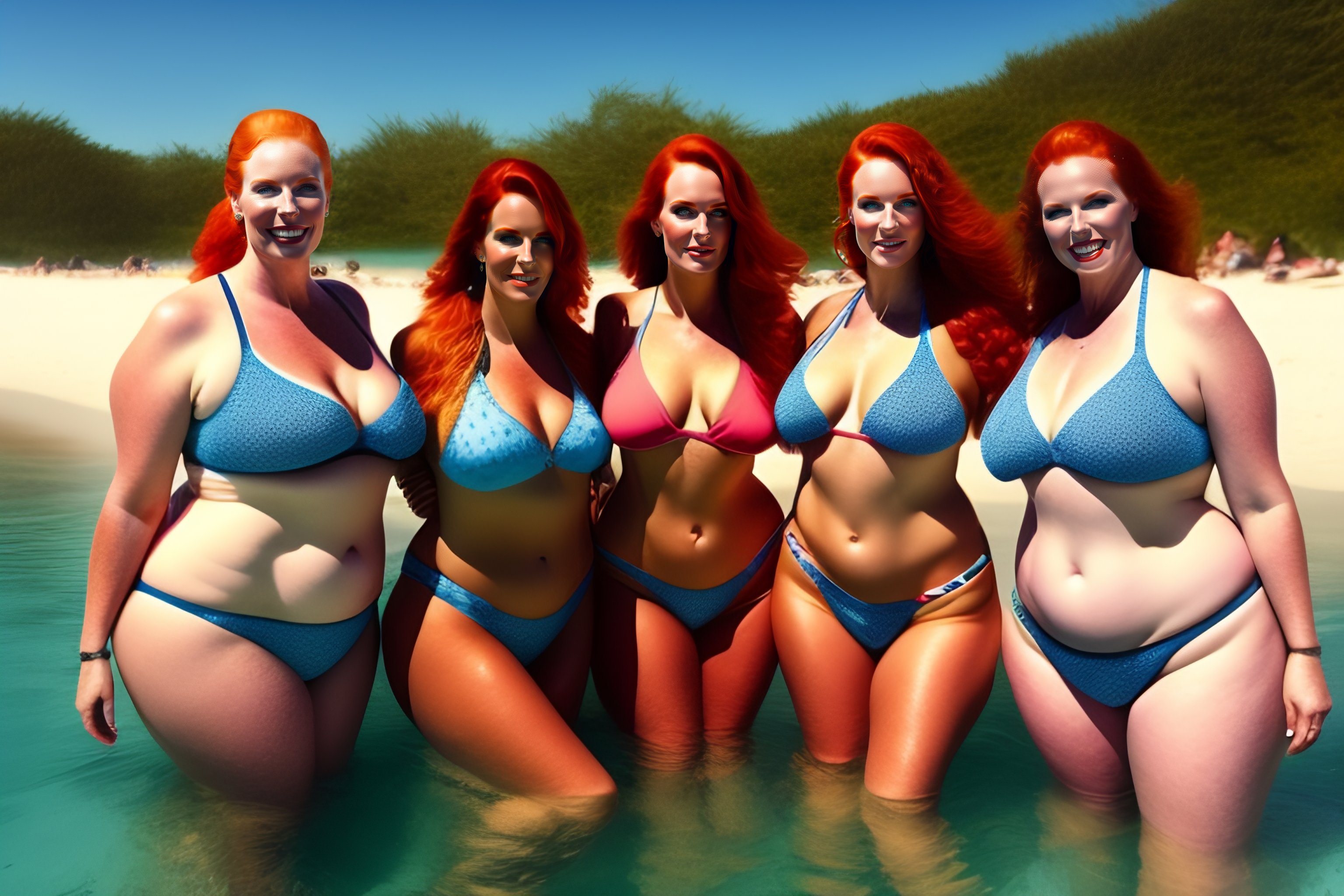 Lexica A group of beautiful looking plus size redhead women