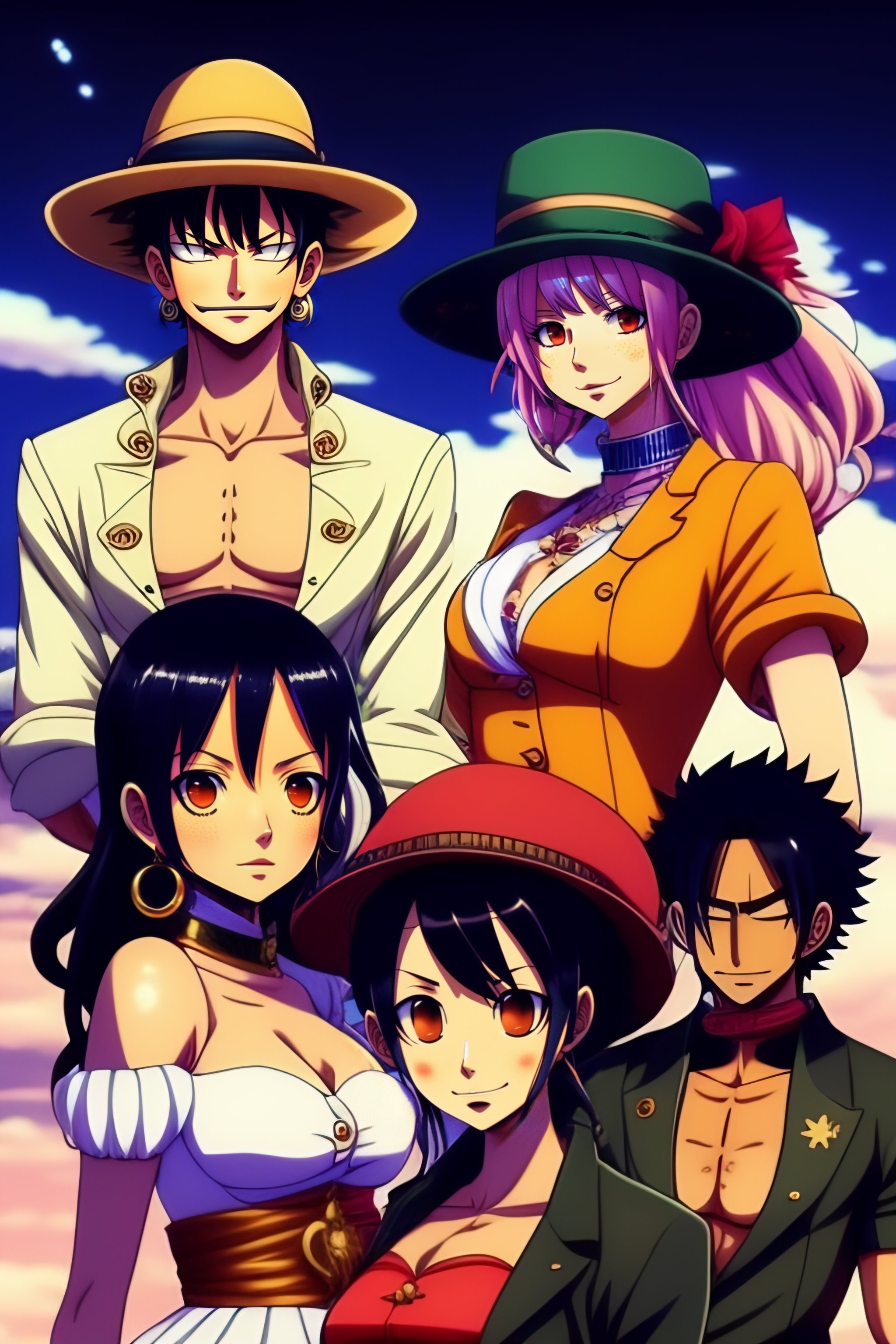 Lexica - Straw hat group from one piece anime in modern dress