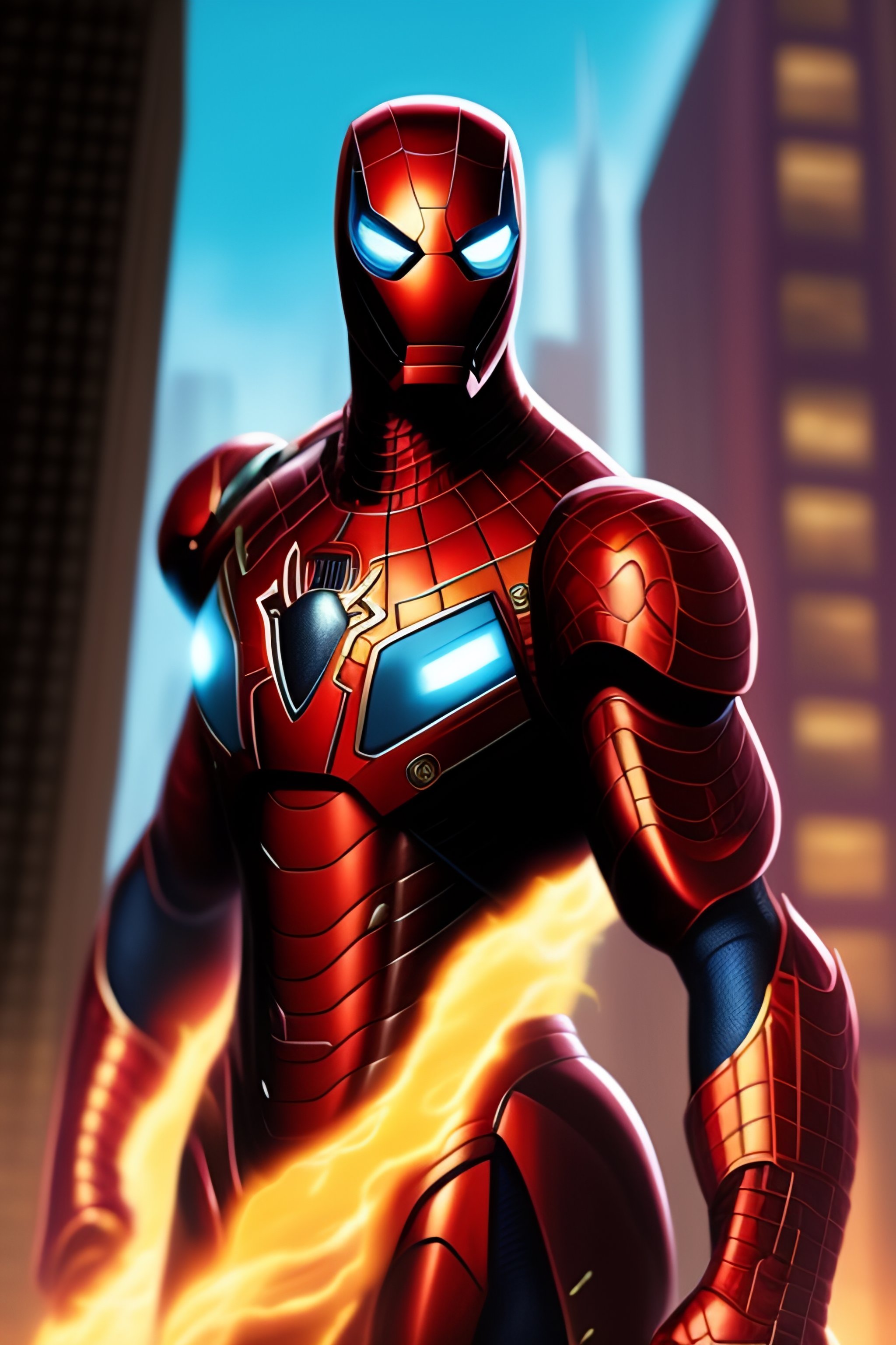 Lexica - Iron man as spiderman in comic style in manhatten