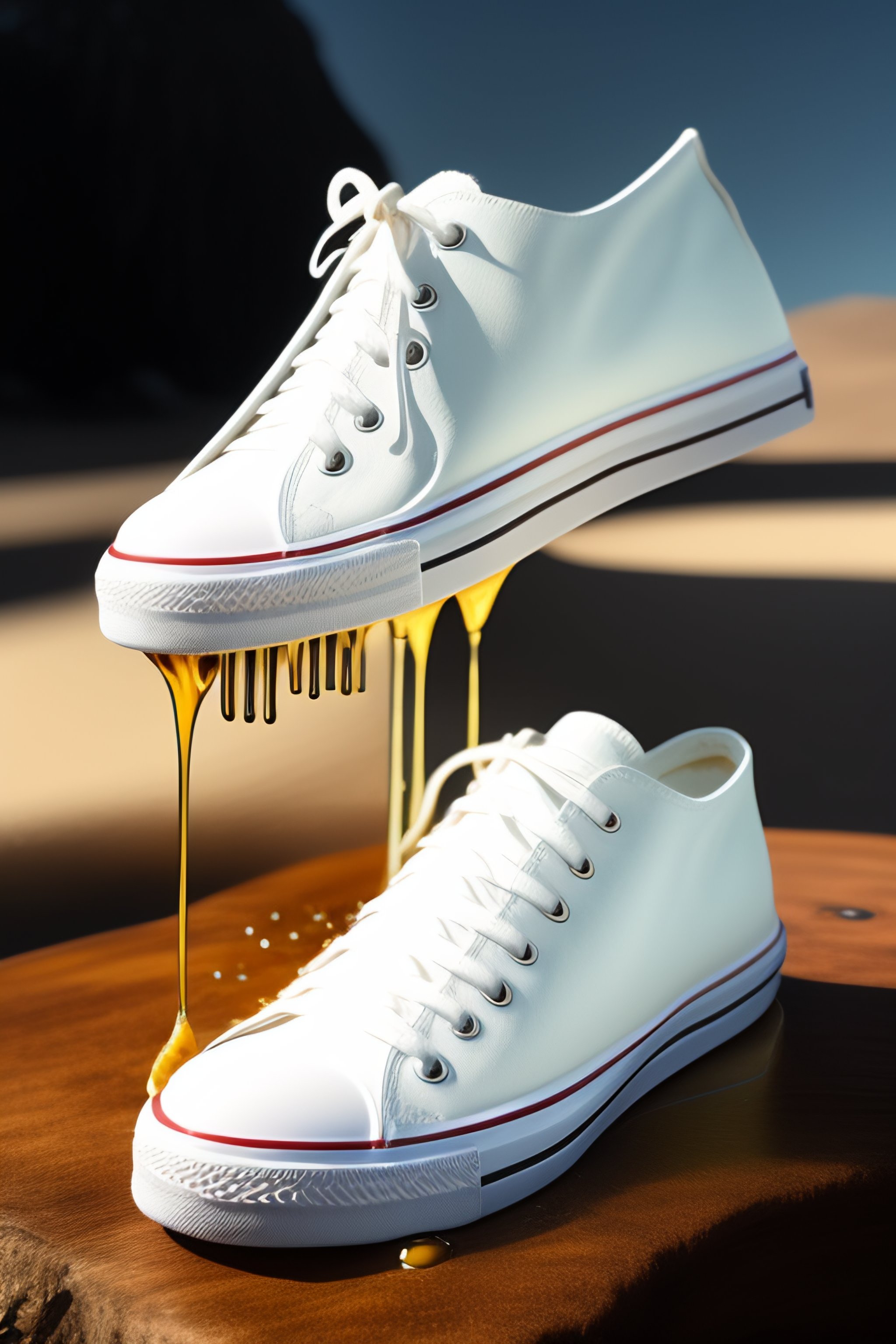 Lexica - A white shoe dripping paint