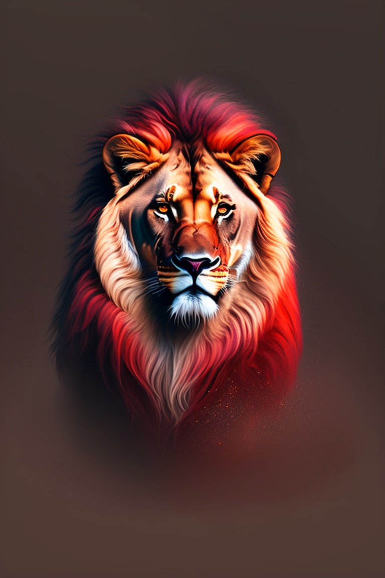 Lexica - Lion red skin color, black background scenery, high definition ...