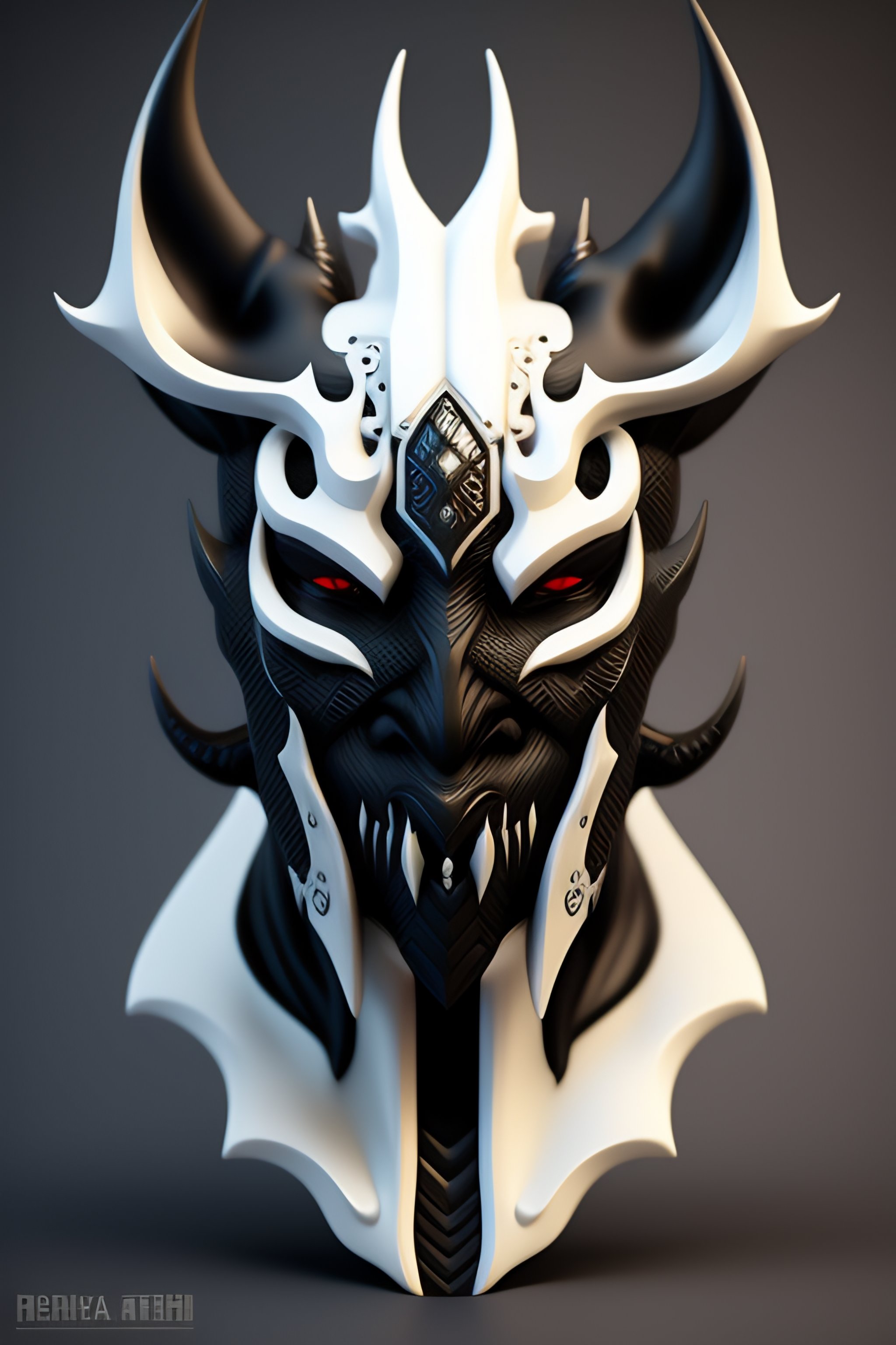 Lexica - Cyberpunk oni mask, gaudi, white and black, demon, intricate  details