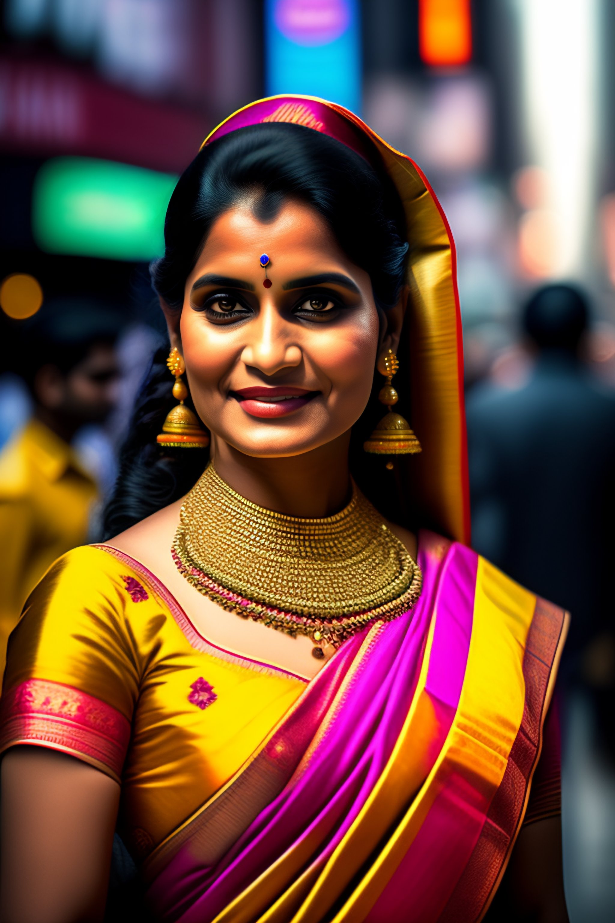 Lexica - Indian girl wearing saree,sitting on rickshaw