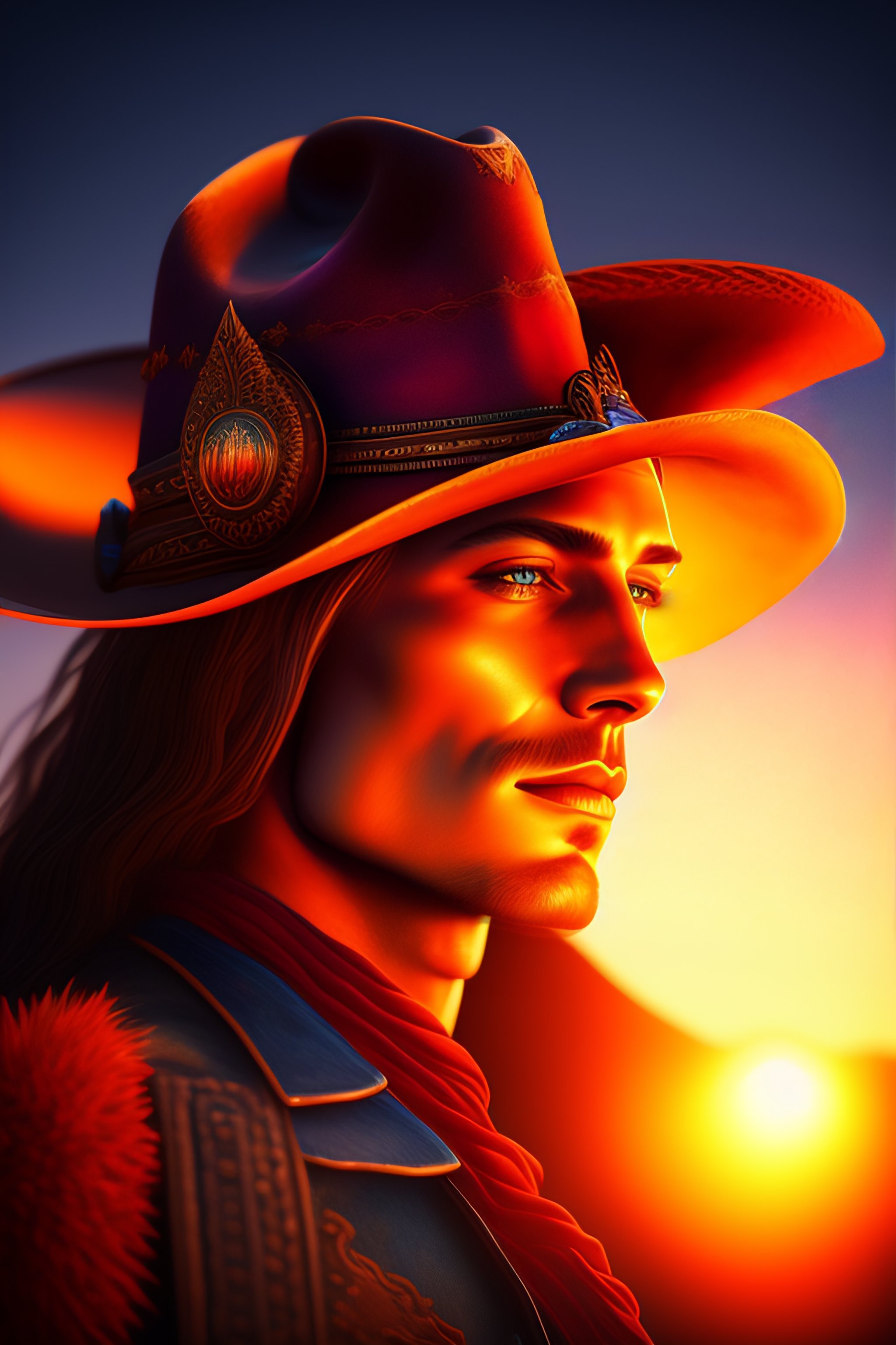 Lexica - Cowboy, sunset background, hyperdetailed photorealism, deep ...