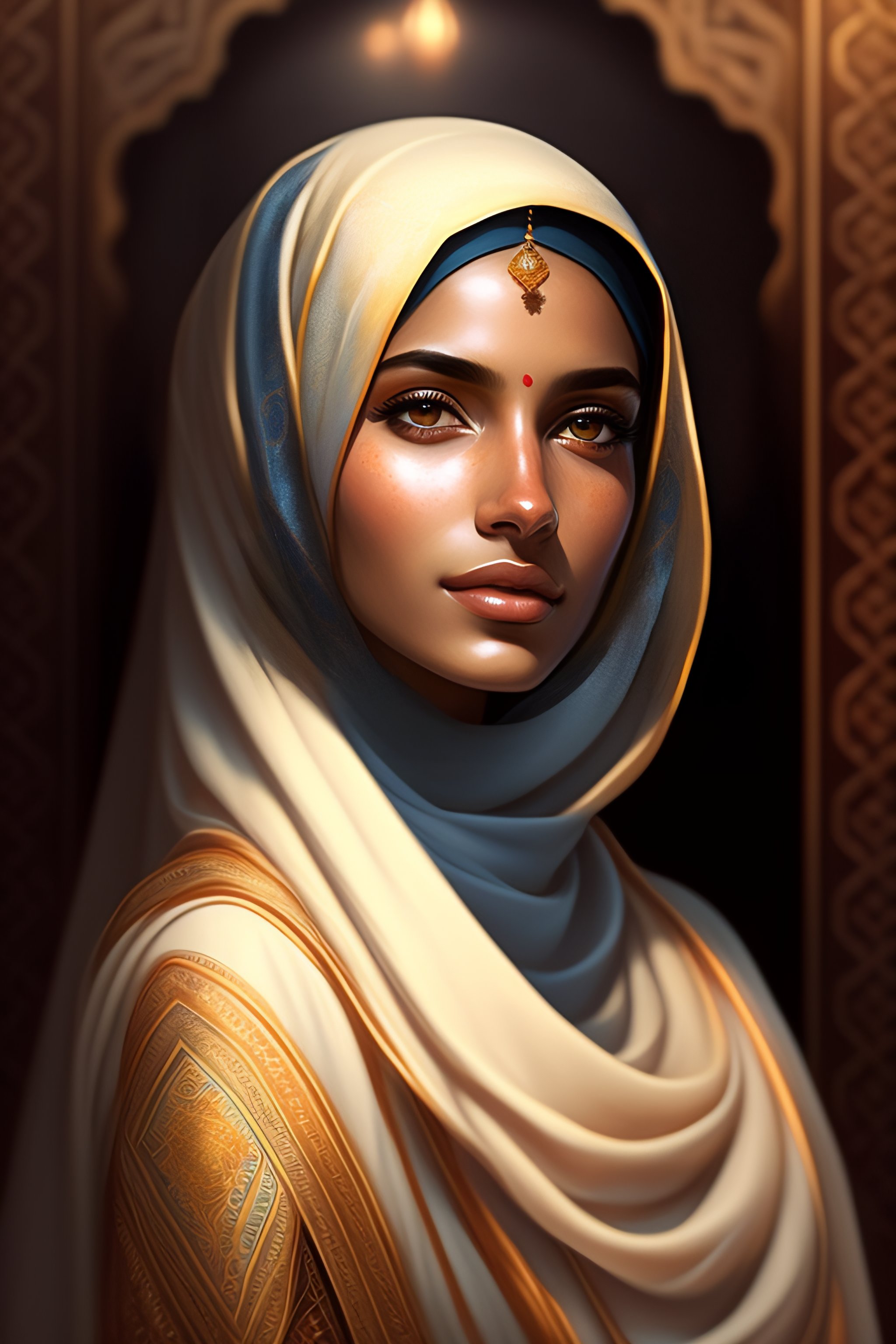 Lexica Portrait of muslim girl with hijab loving hindu man with hindu