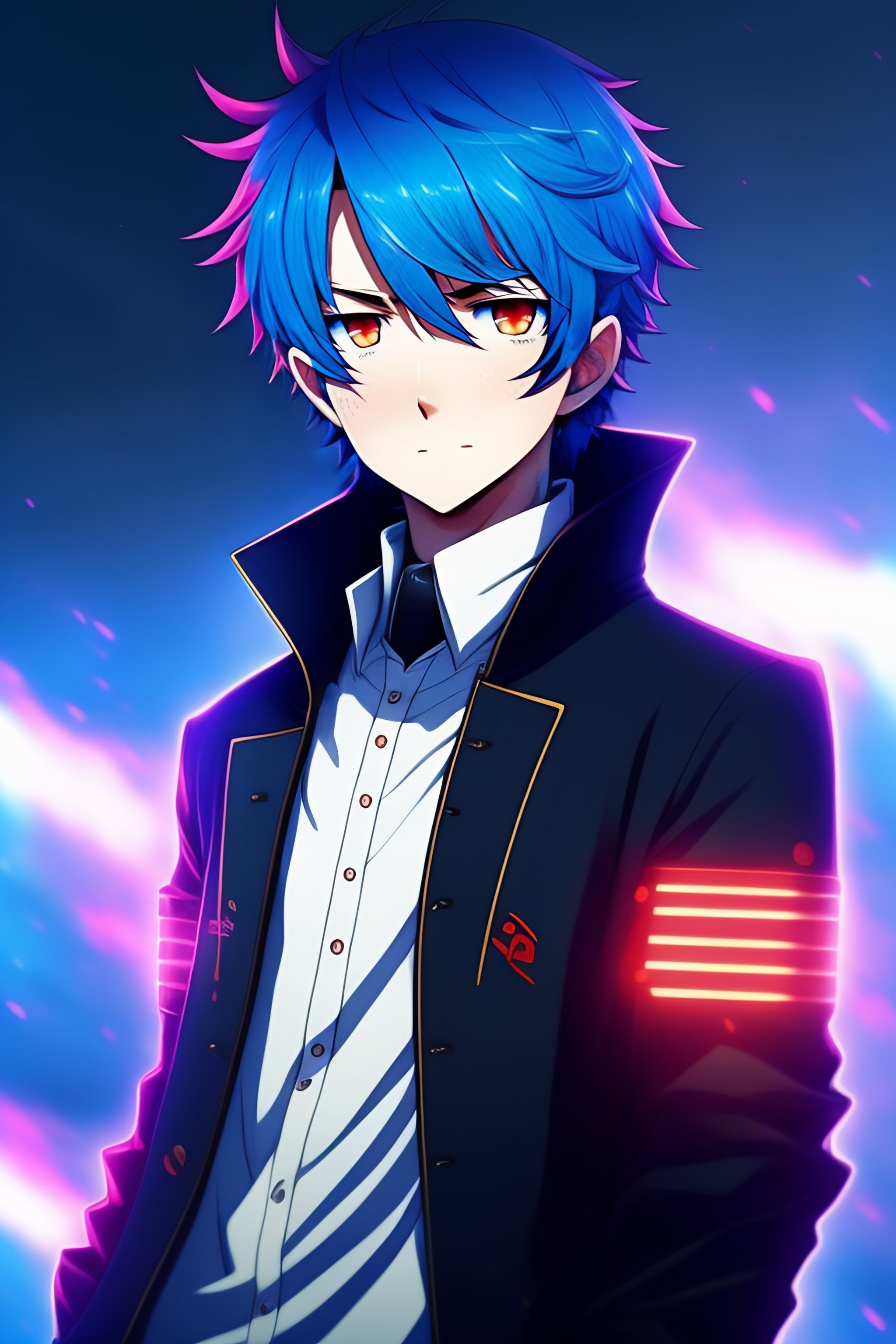 anime guy with blue hair