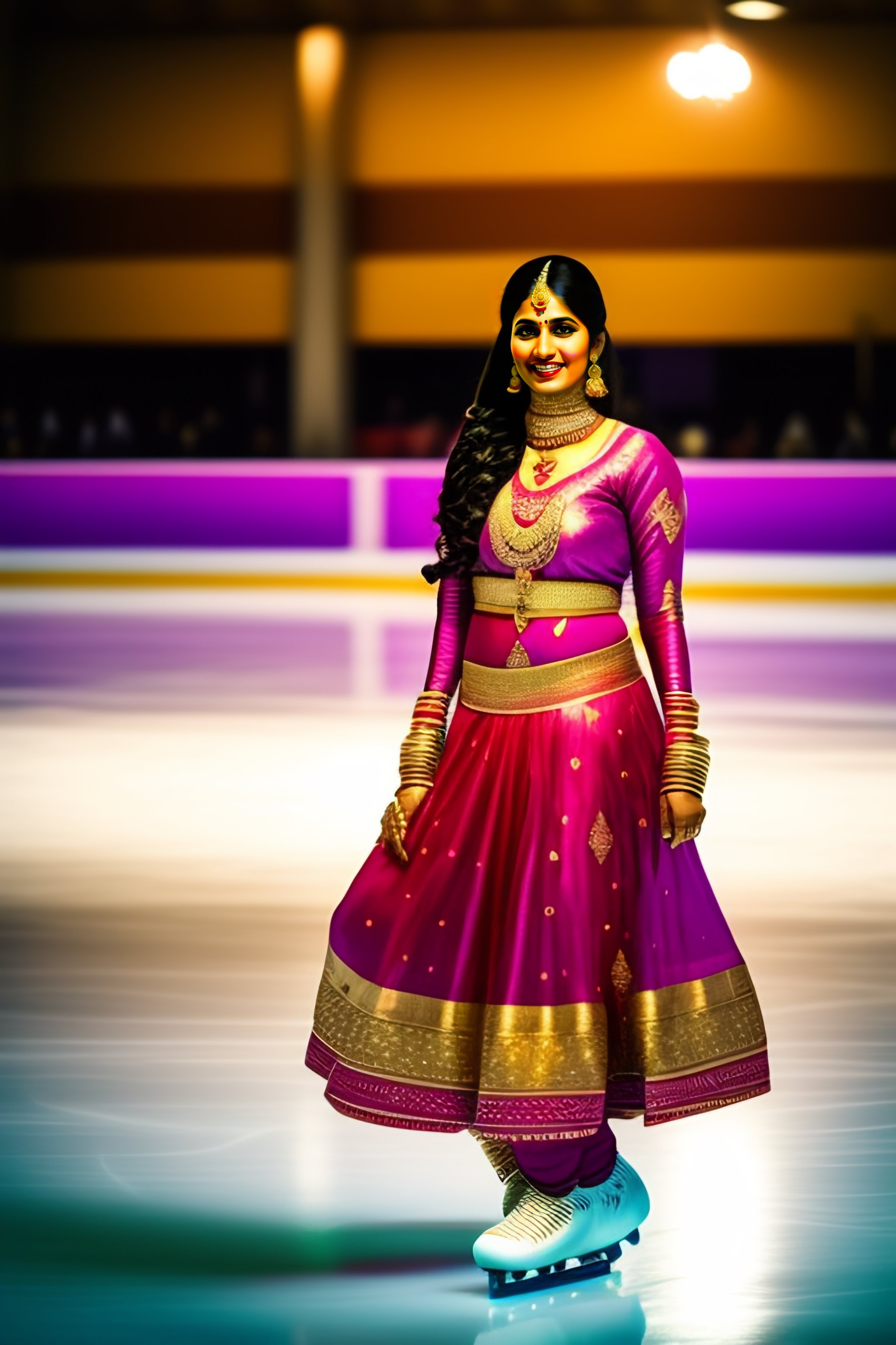 Lexica Indian Hindu Punjabi female wearing traditional dress skating