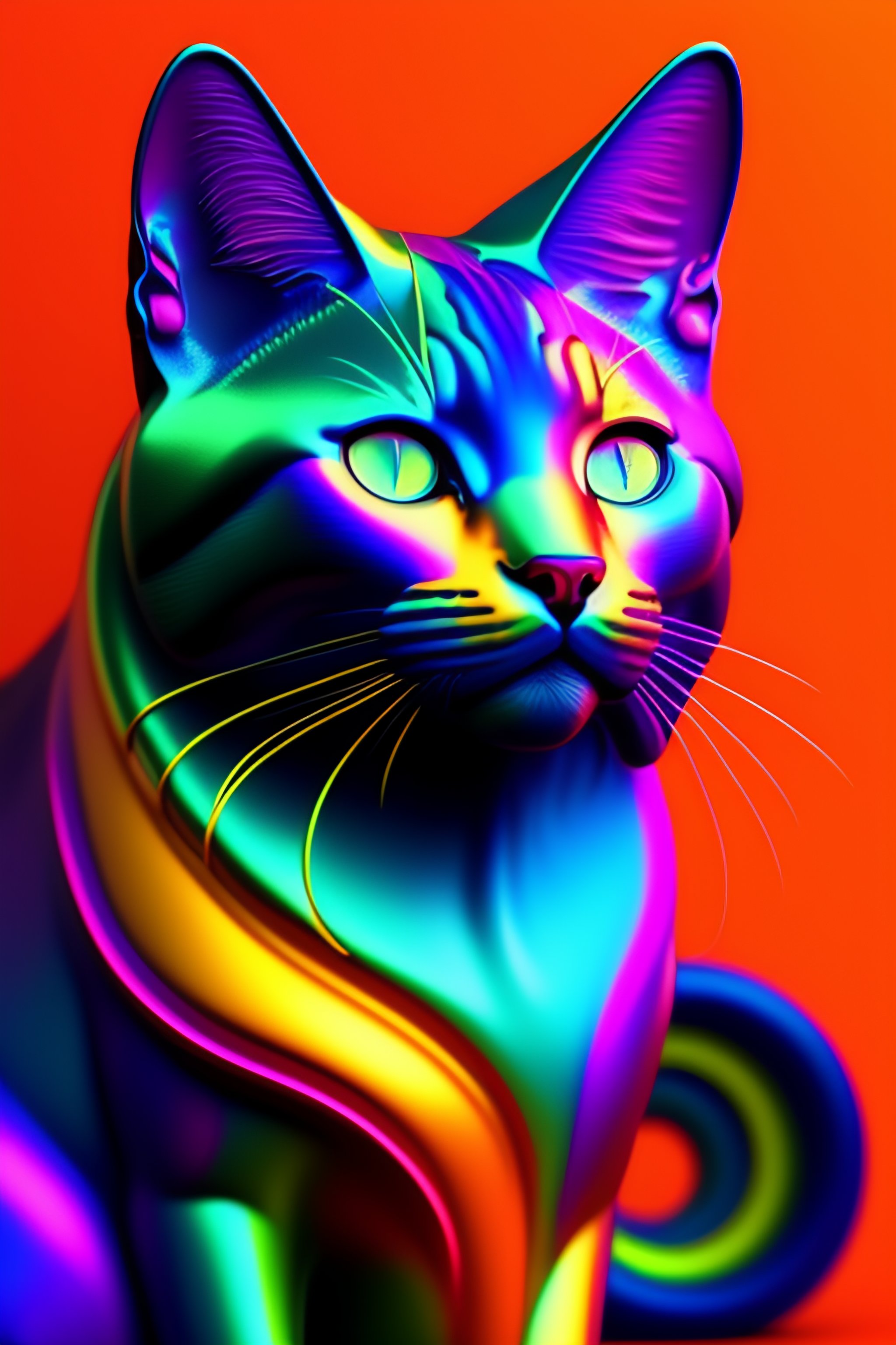 Lexica - Colorful feline in the style of quilling, large eyes, shiny ...