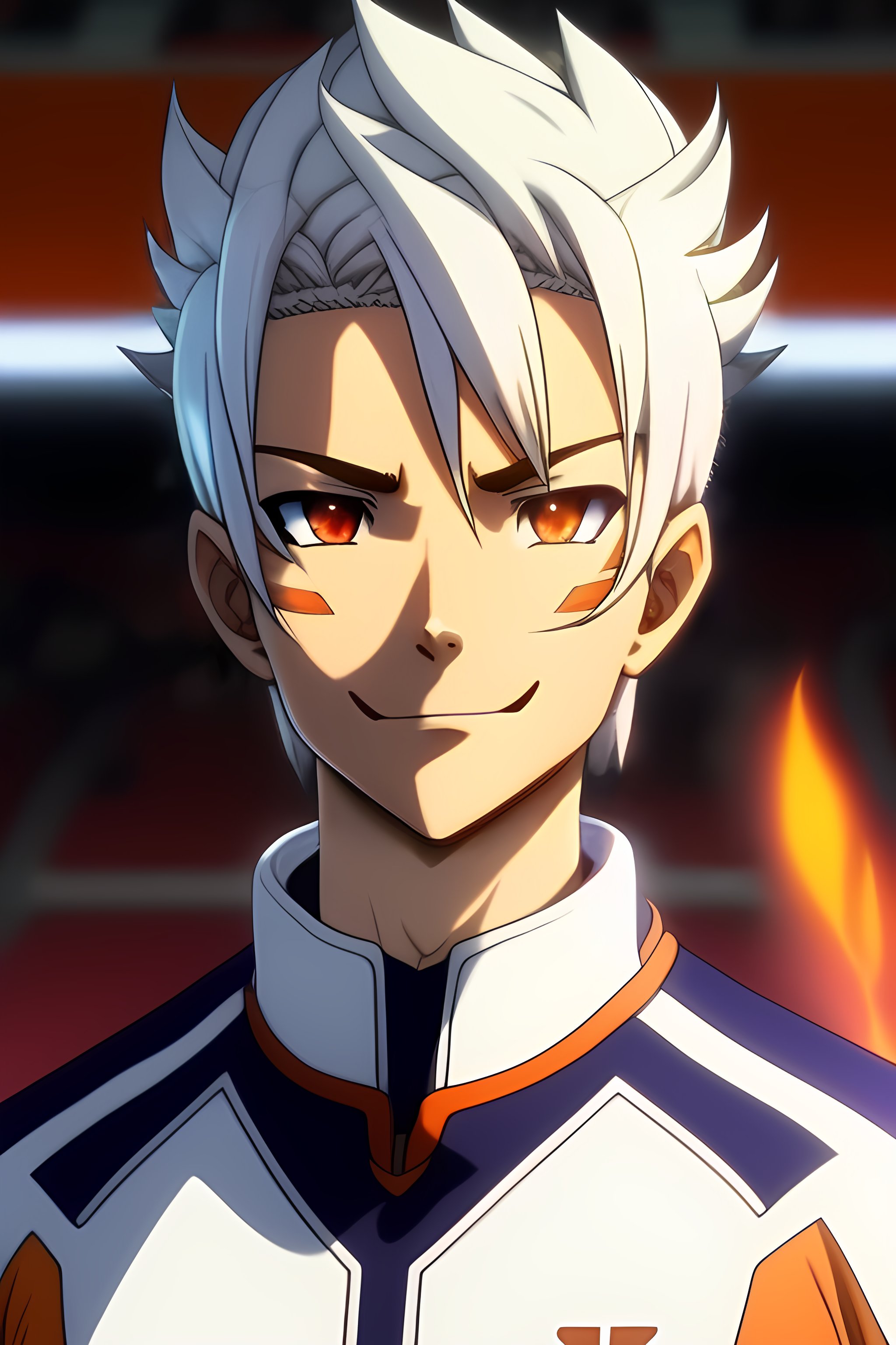 Lexica Shawn frost from Inazuma Eleven with medium lenght white hair