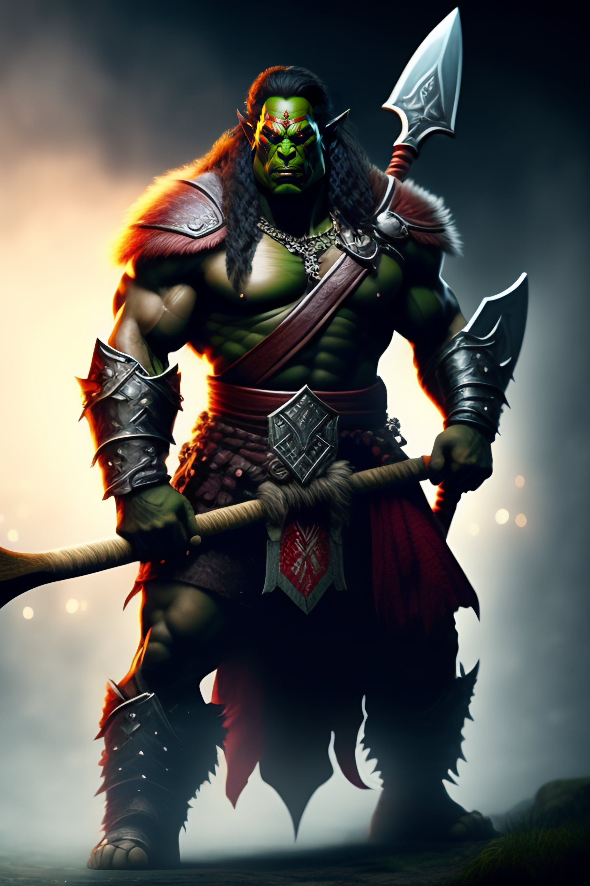 Lexica - Orc warrior holding an axe in each hand