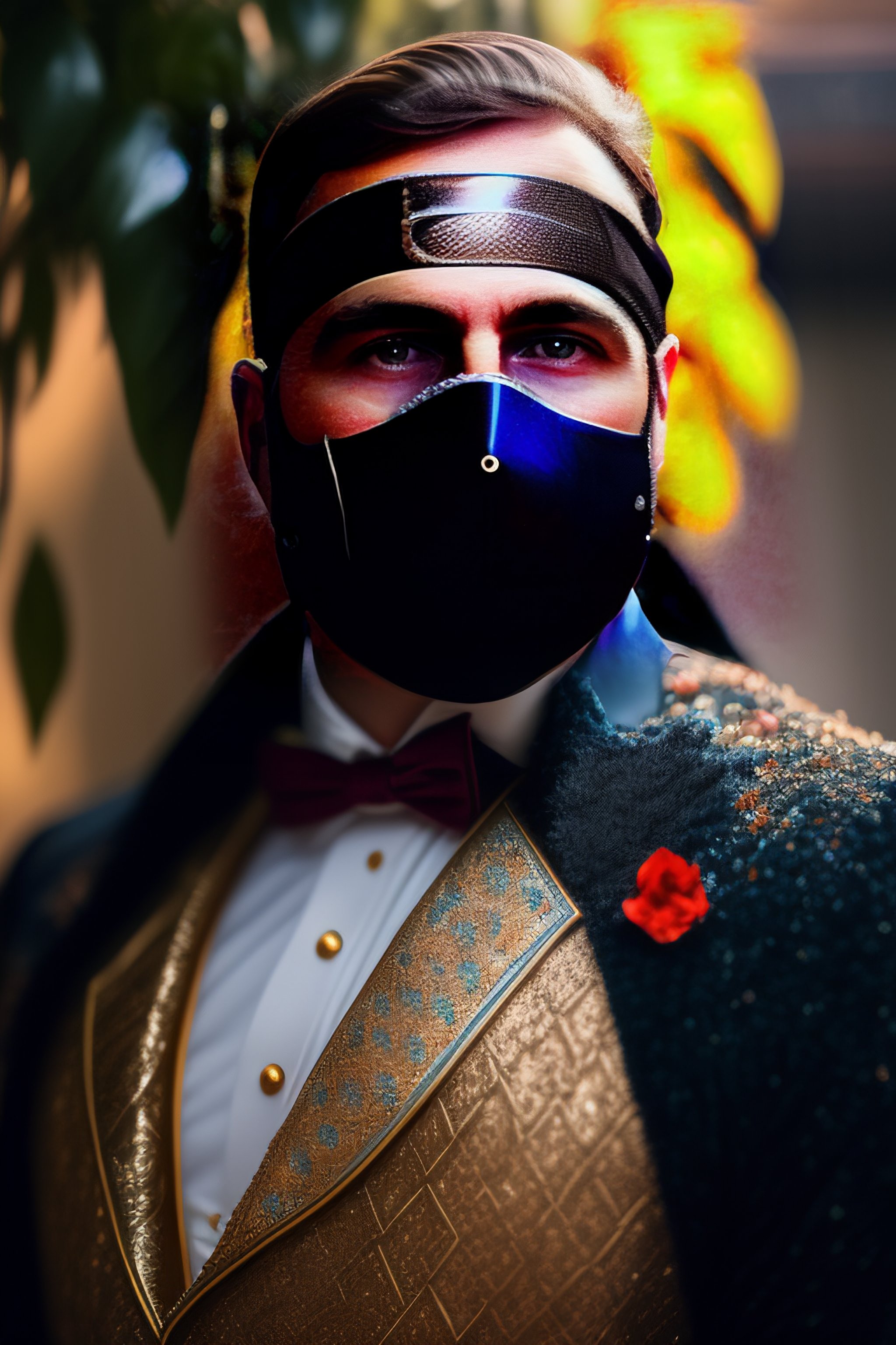 Lexica - A man masked with a piece of cloth in an old magic suit filled ...