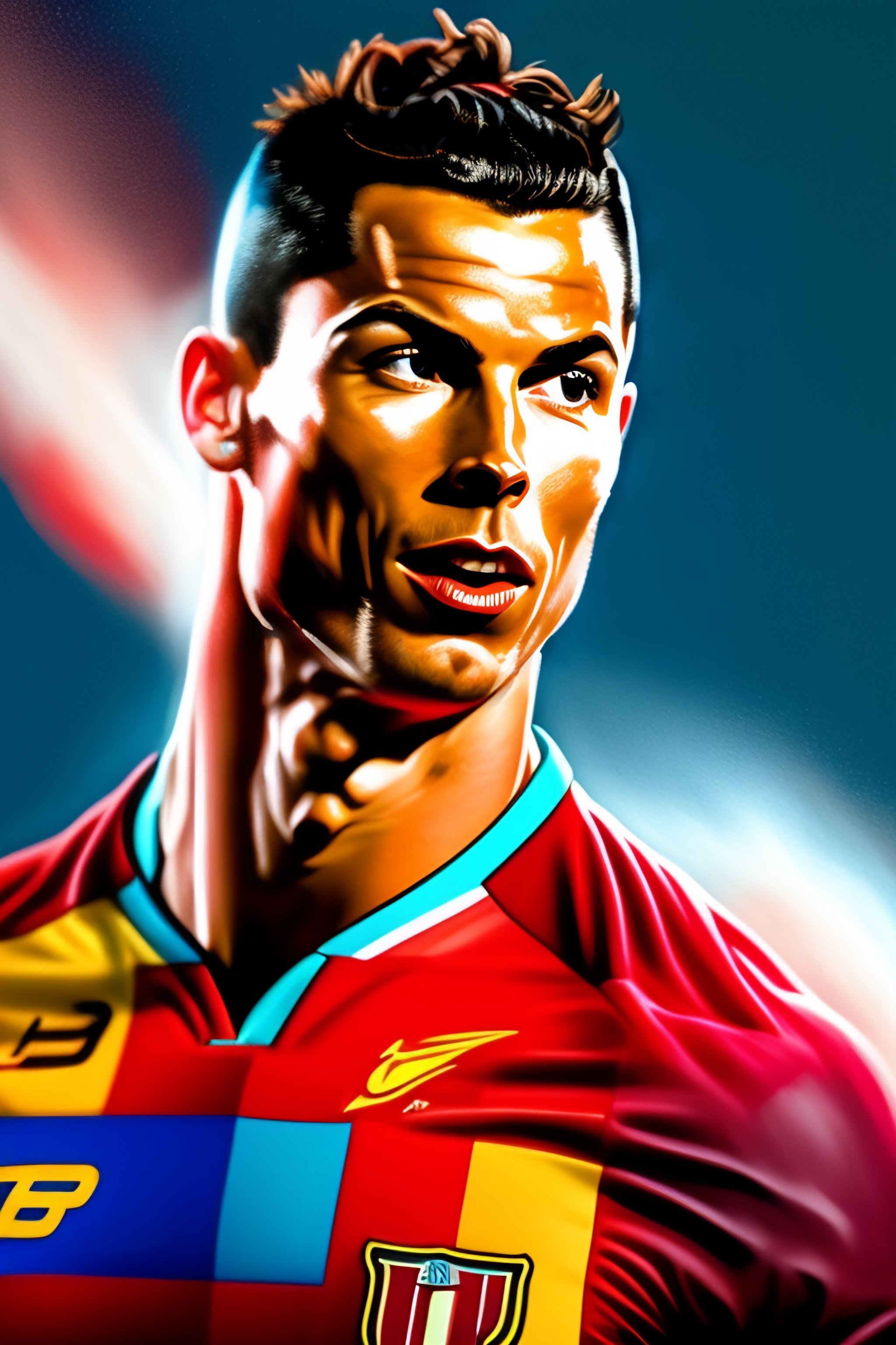Lexica - A realistic Cristiano Ronaldo, hell bursting in style of Wayne ...
