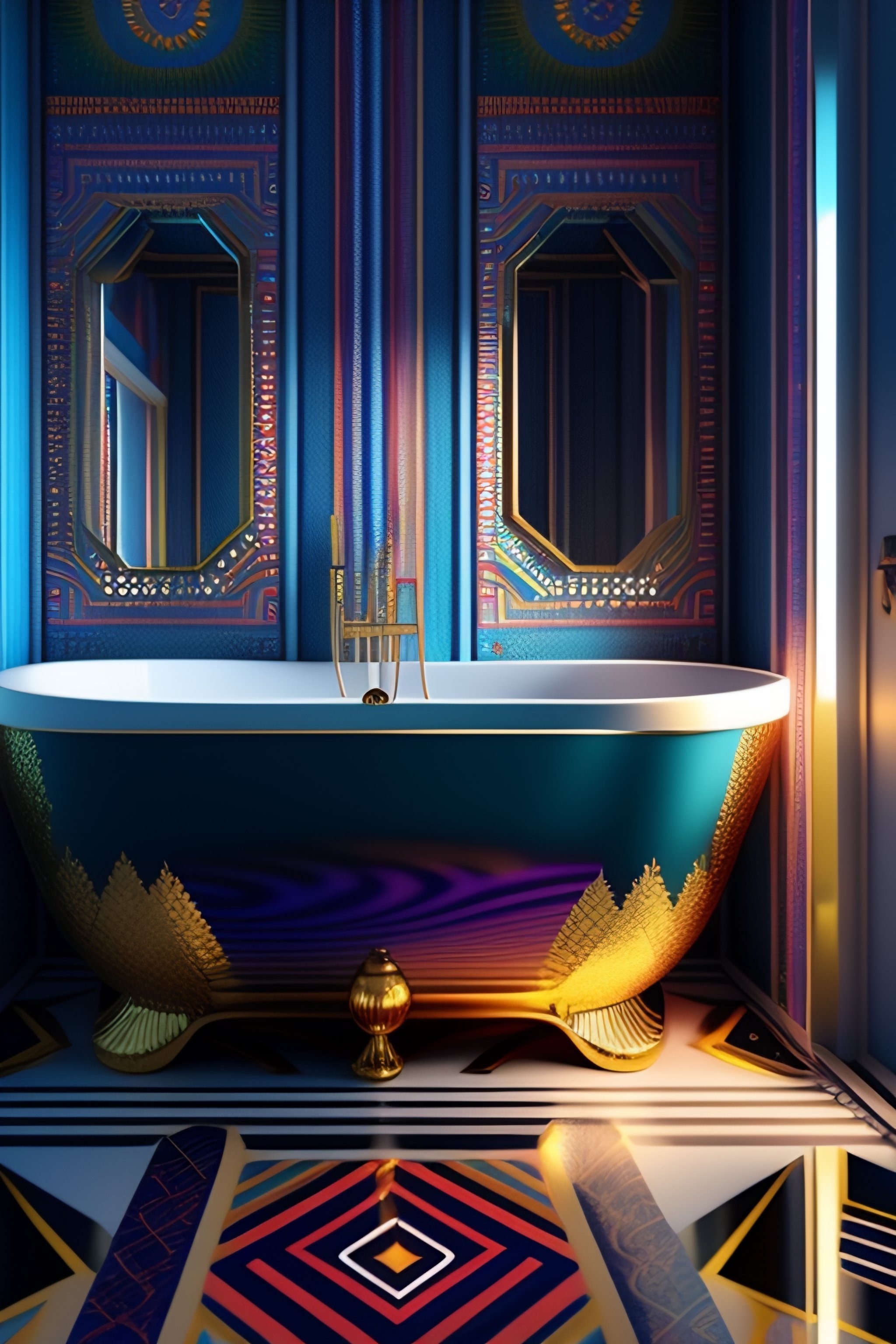 Picture Idea: Lexica The Most Psychedelic Geometric Patterned Bathroom Imaginable Intricate Textures