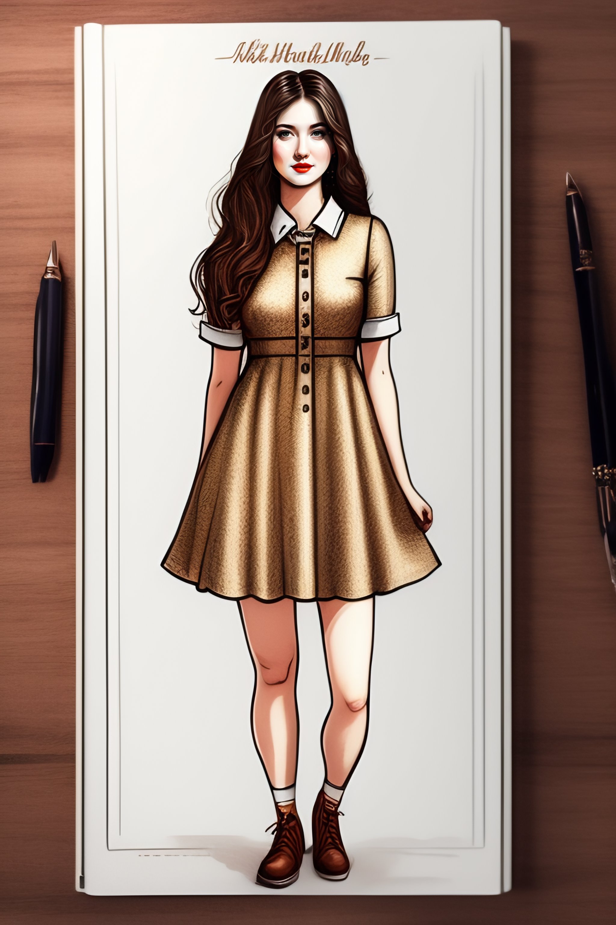 Lexica - Full body scene 23 years old girl wearing a schooler dress, golden  ratio, ink sketch style, for a webtoon story