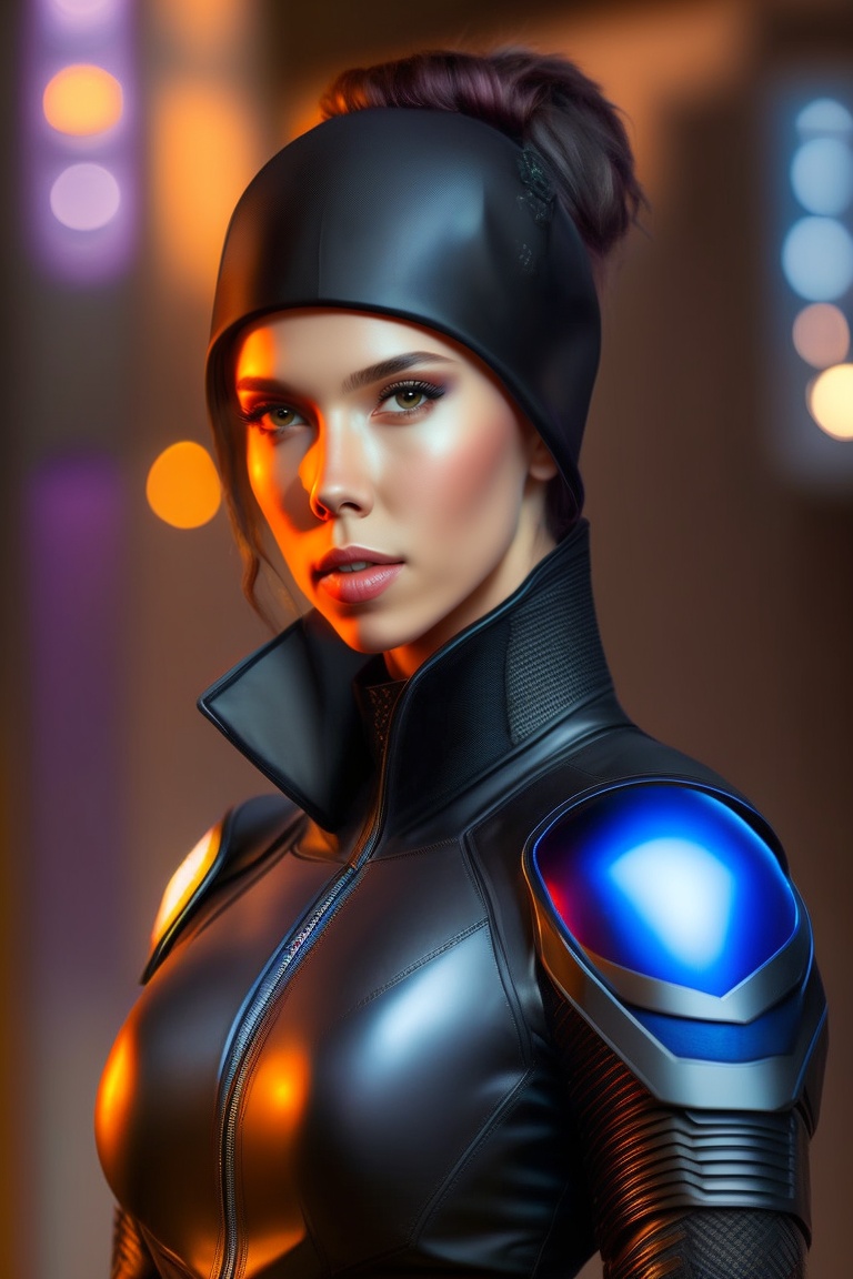 Lexica - Scarlett Johansson as a techno enhanced Ninja, dressed in a ...