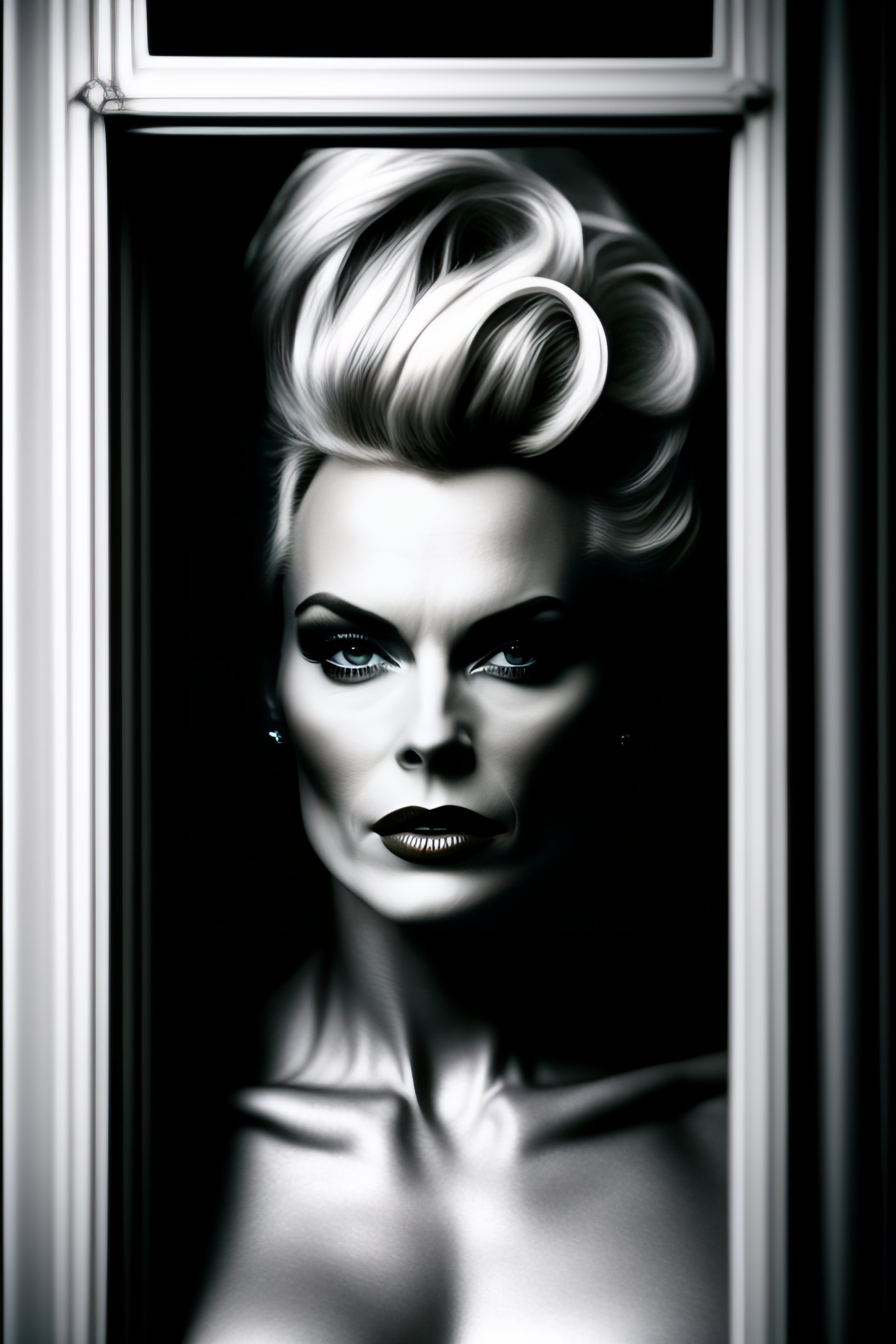 Lexica - Brigitte nielsen in front of a window in paris, hard contrast ...