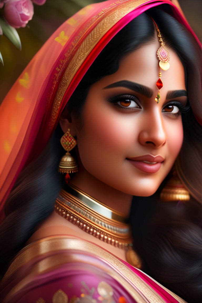 Lexica - Beautiful closeup portrait of a young elegant Indian fair ...