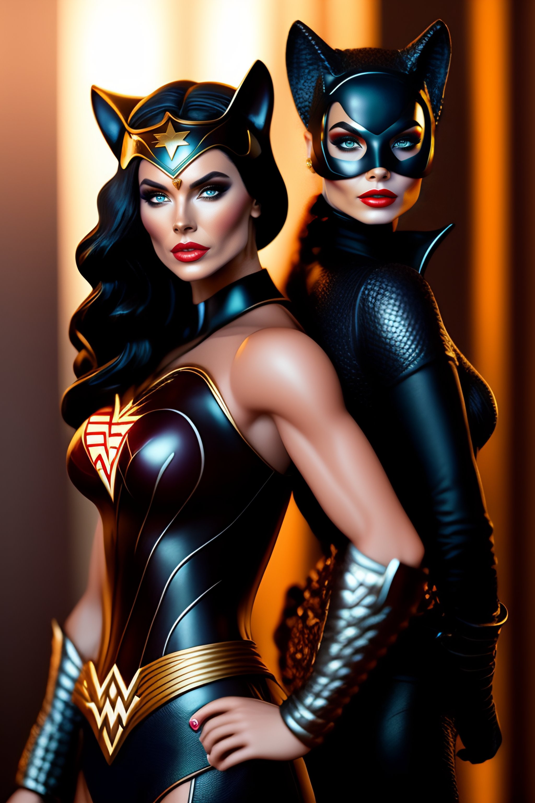 Lexica - Wonder woman y catwoman 3d