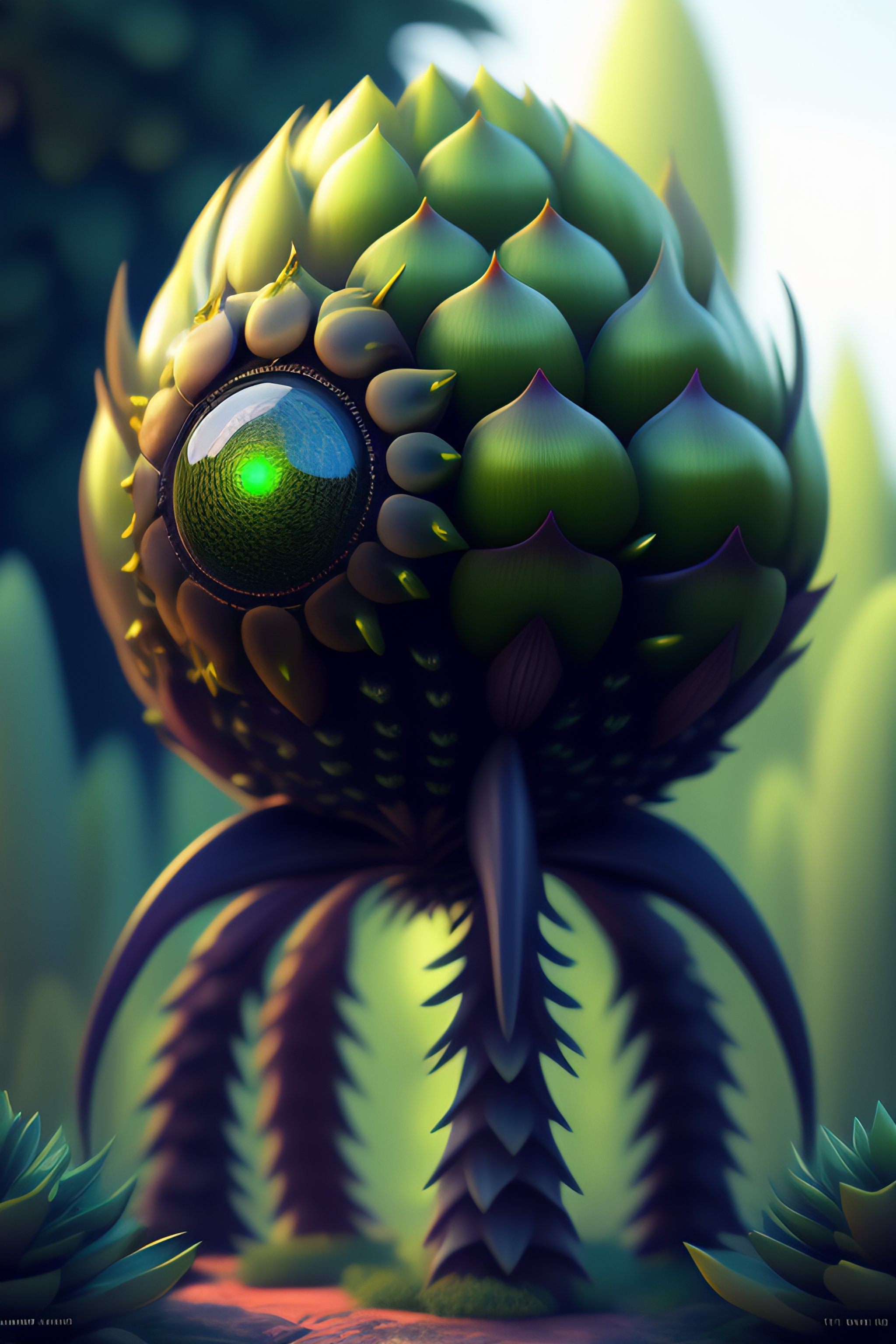 Lexica - A humanoid artichoke monster with large orb eyes, highly ...