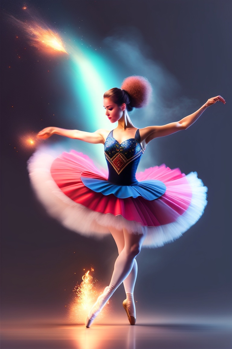 Lexica - Ballerina Doing A Pirouette, Flames And Sparks Coming From Her ...