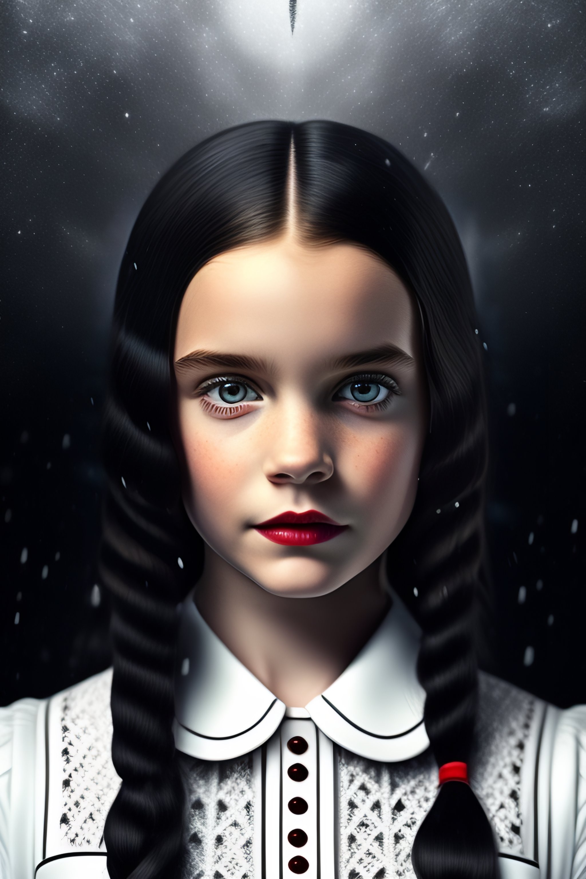 Lexica - Wednesday Addams junior 2022 in russian winter white and black ...