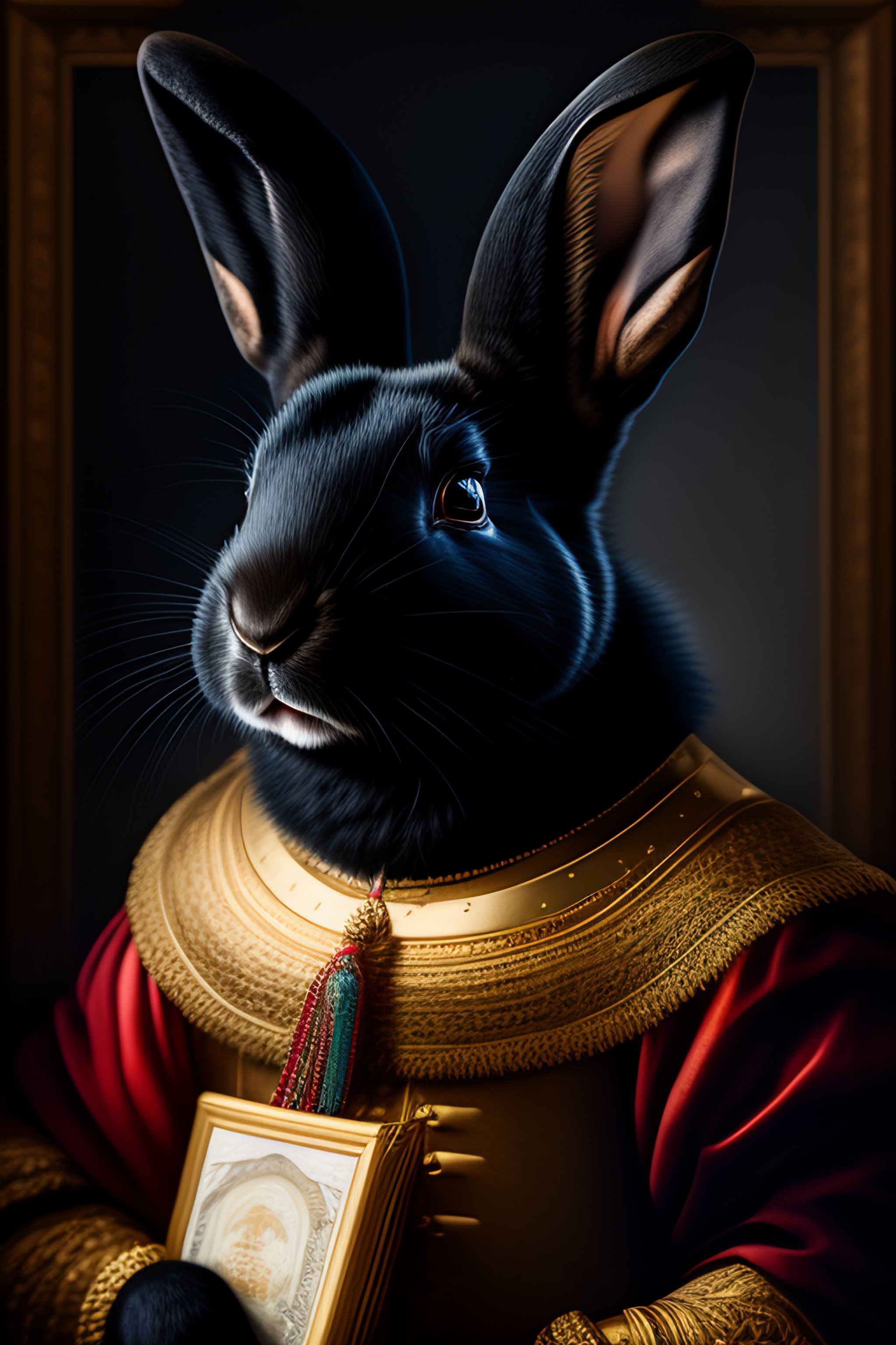 Lexica - Black rabbit with bitcoin, rembrandt style