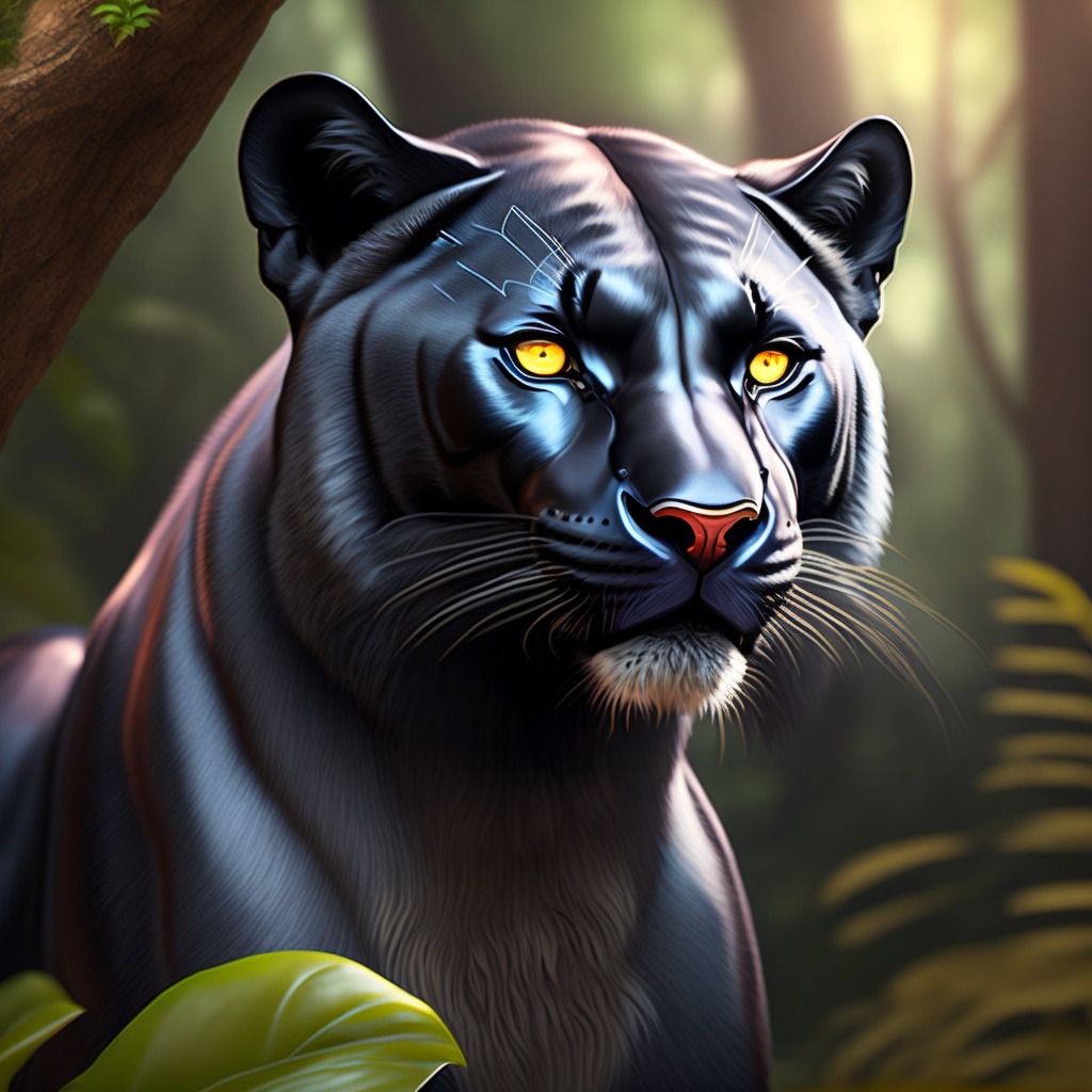 Lexica - Realistic big majestic black panther, with pointed fangs ...