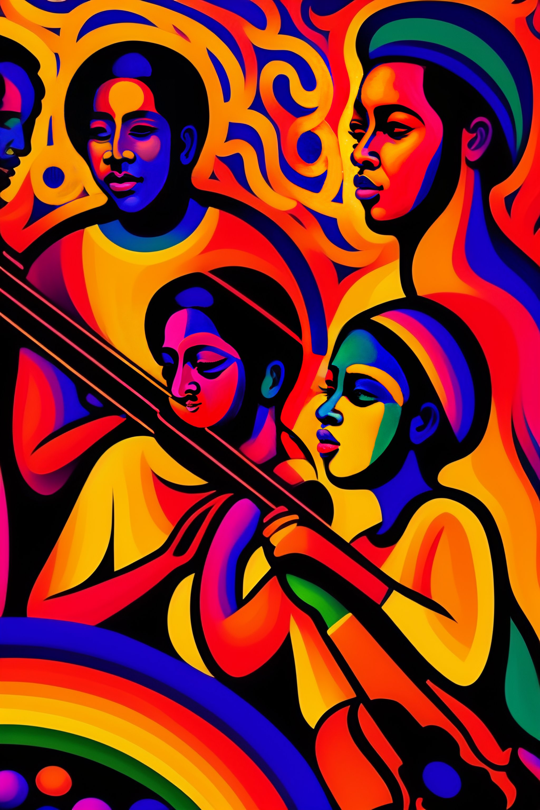 Lexica - A painting of a group of men and women playing instruments ...