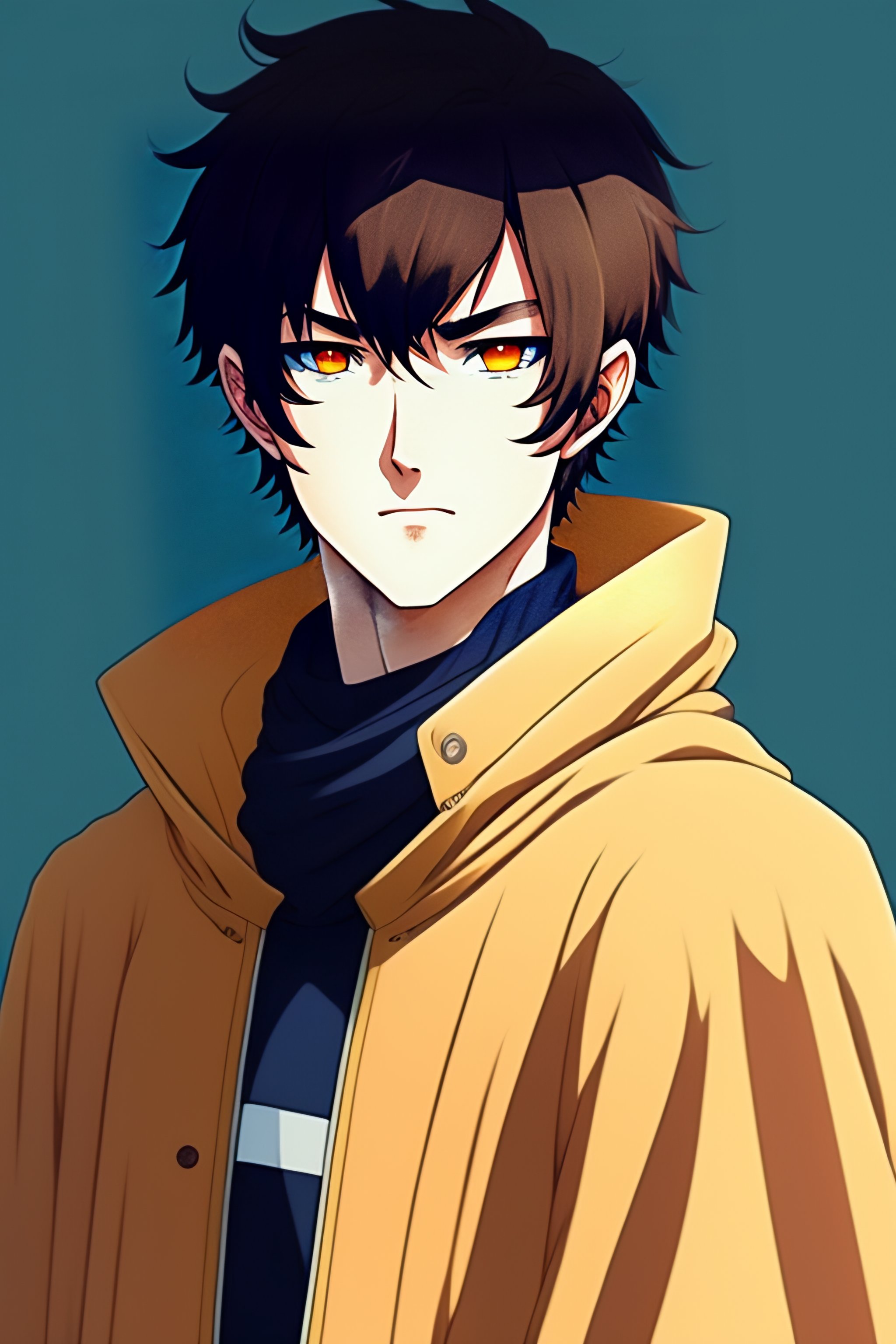 Anime Boy With Brown Hair And Gold Eyes