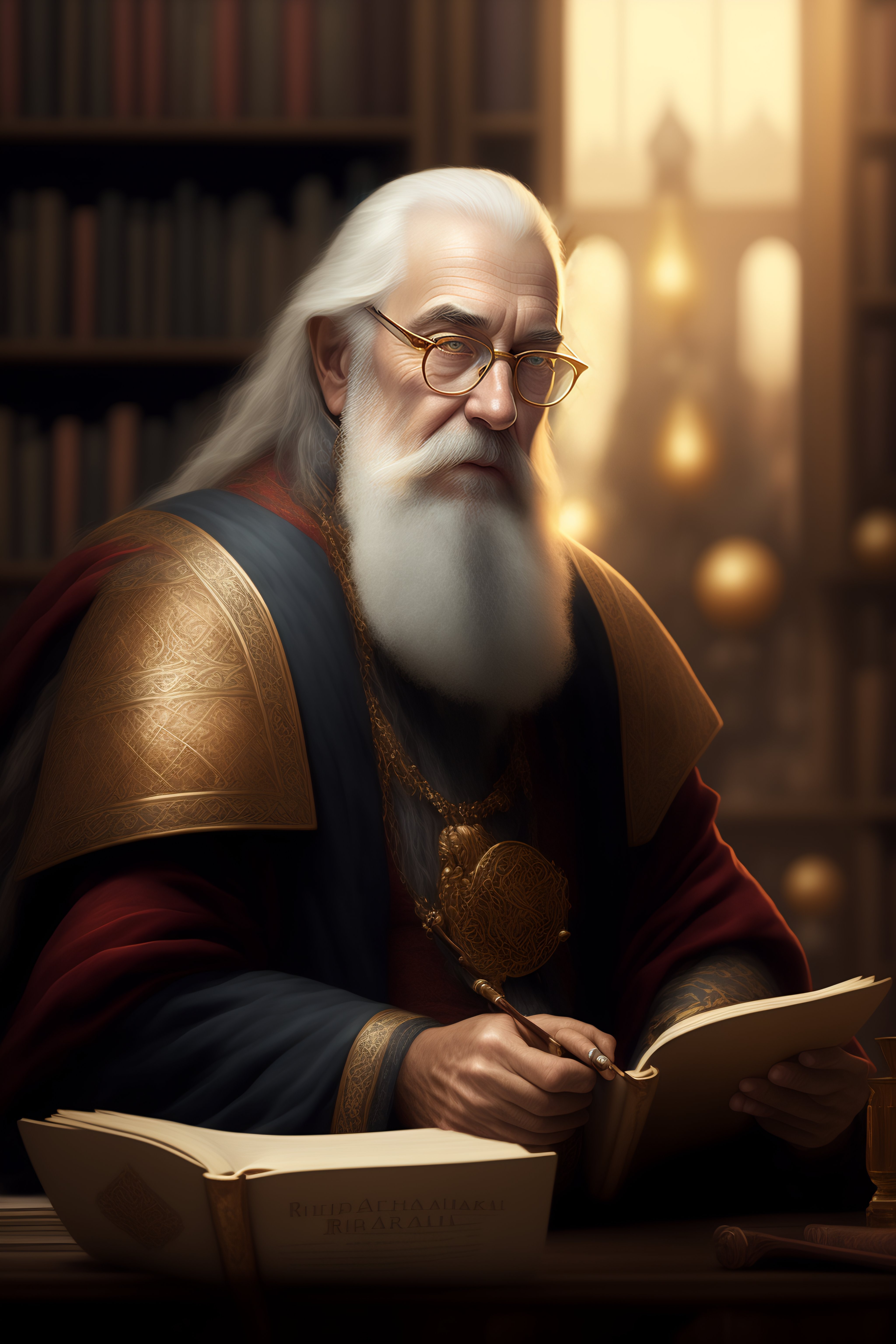 Lexica - Portrait of an old medieval wizard with long beard and round ...