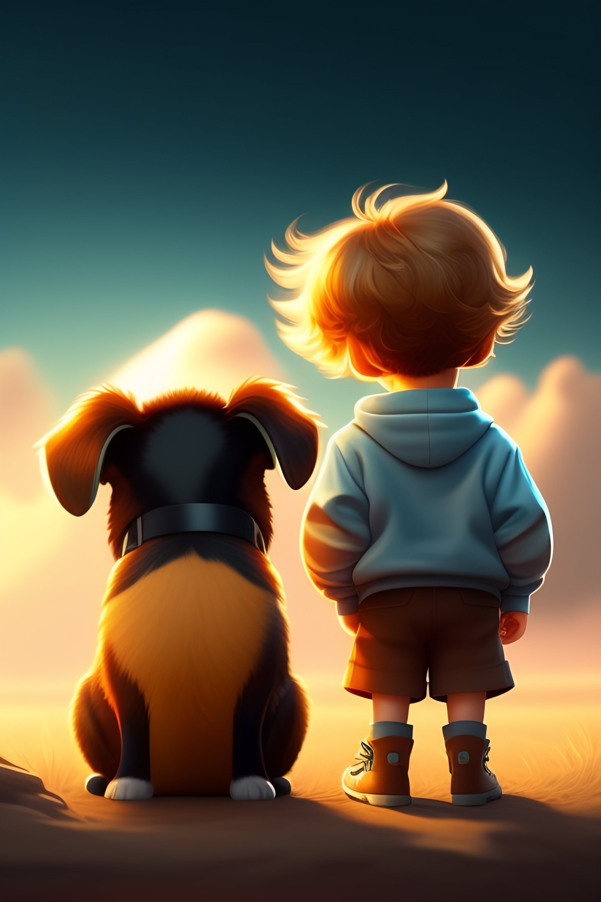 Lexica - BOY AND DOG IN PIXAR STYLE TRENDING ON ARTSTATION