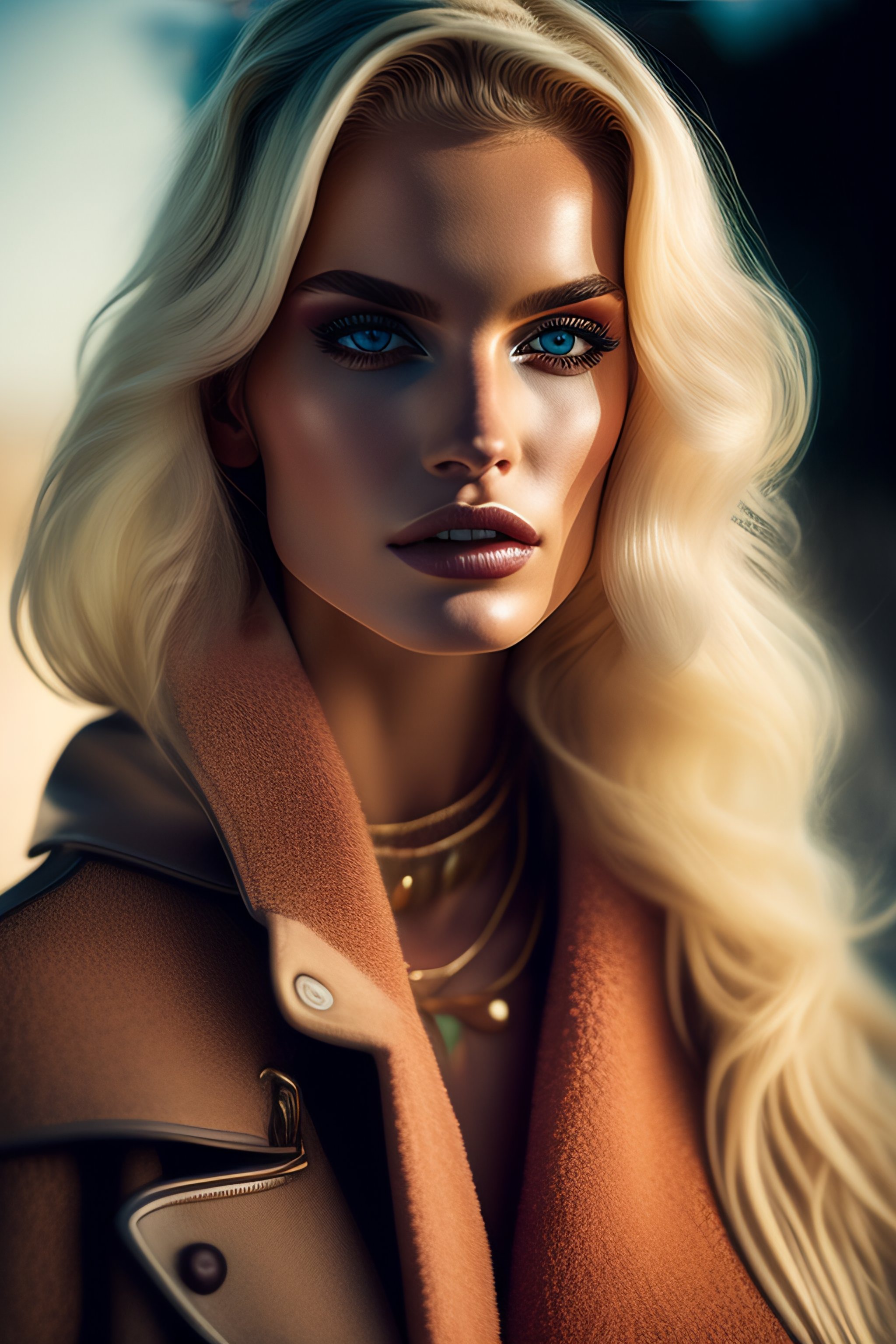 Lexica - A photo of a beautiful tall blonde woman 44DD, very detailed, nostalgic, fashion