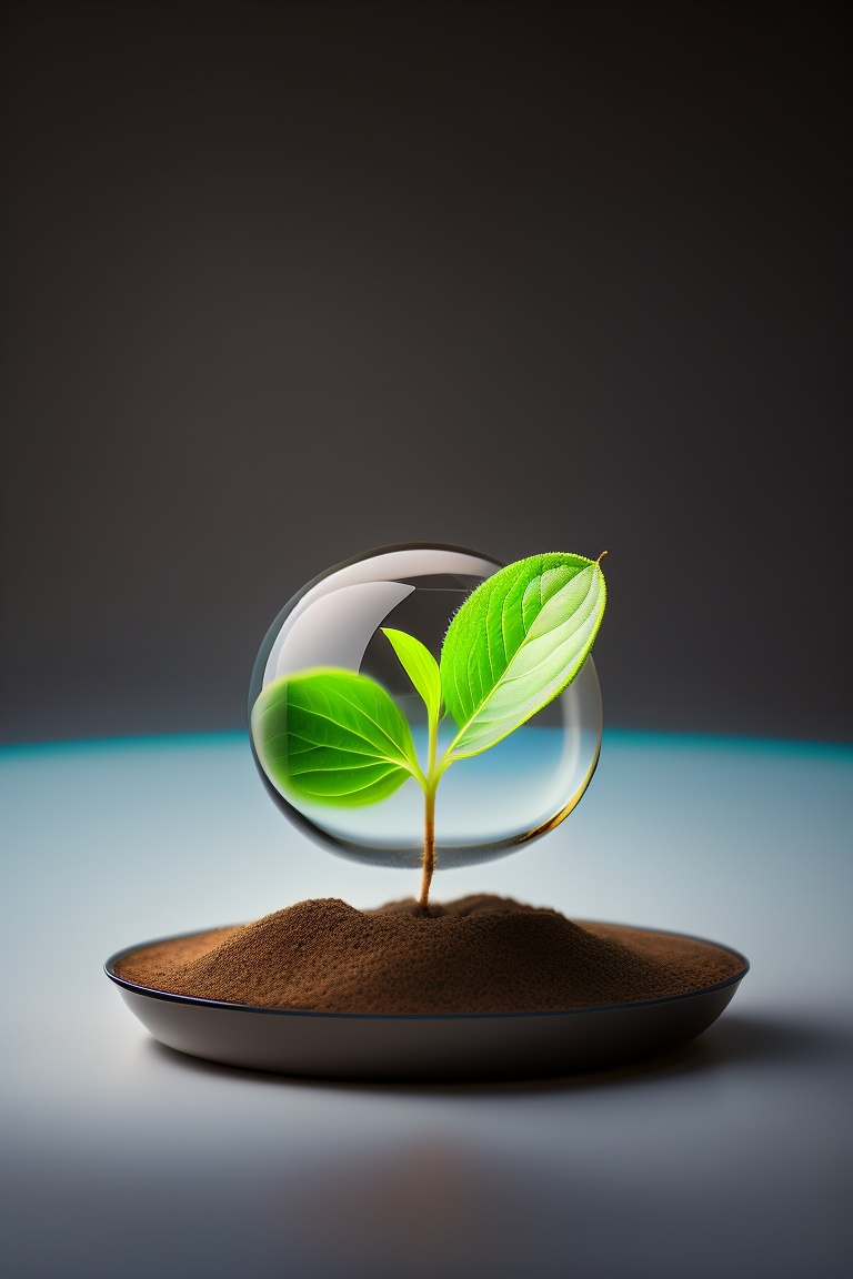 Lexica - A levitating seedling sprouting in a zero g environment at a ...