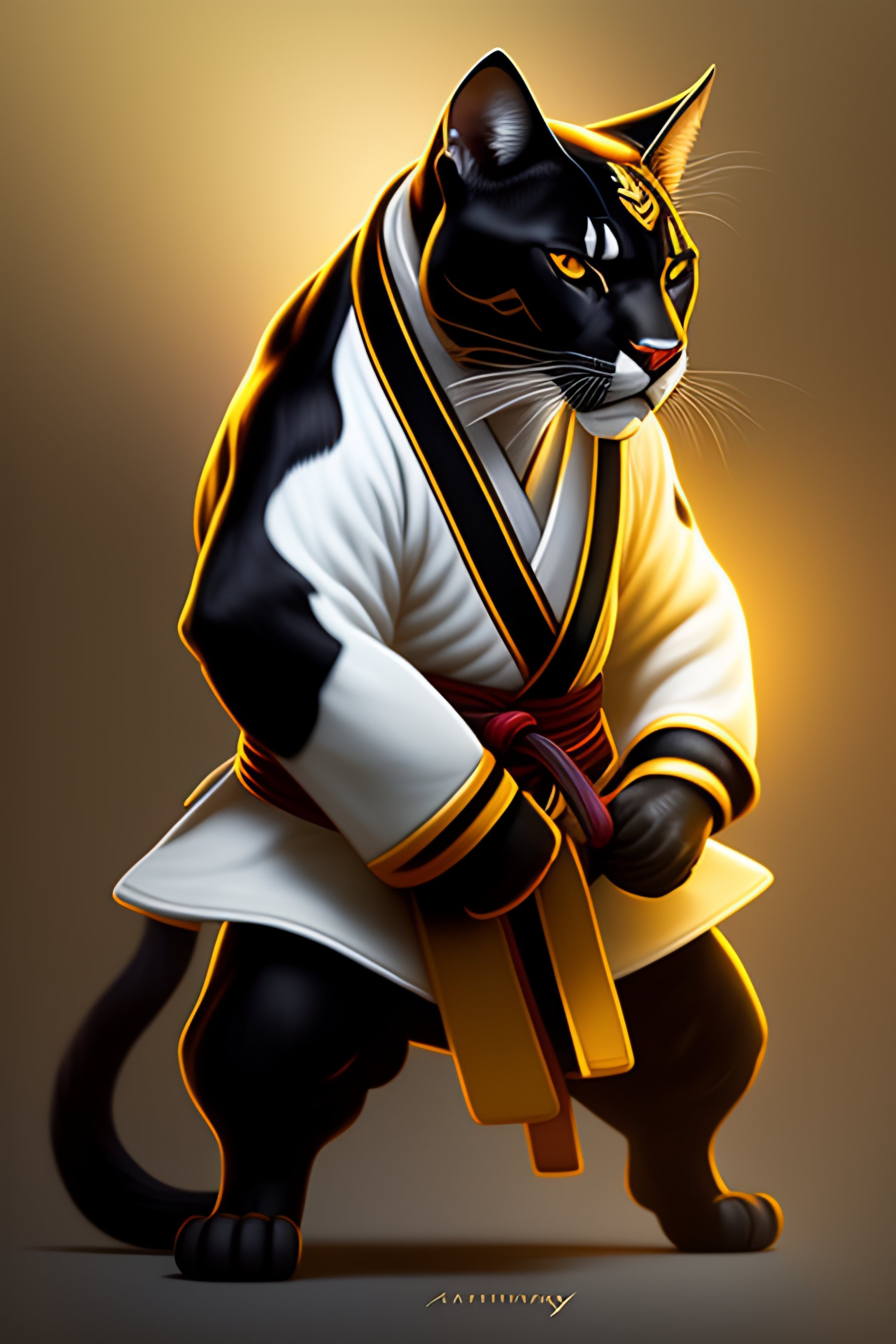 Lexica Awardwinning photo of a martial arts mater, panther, white