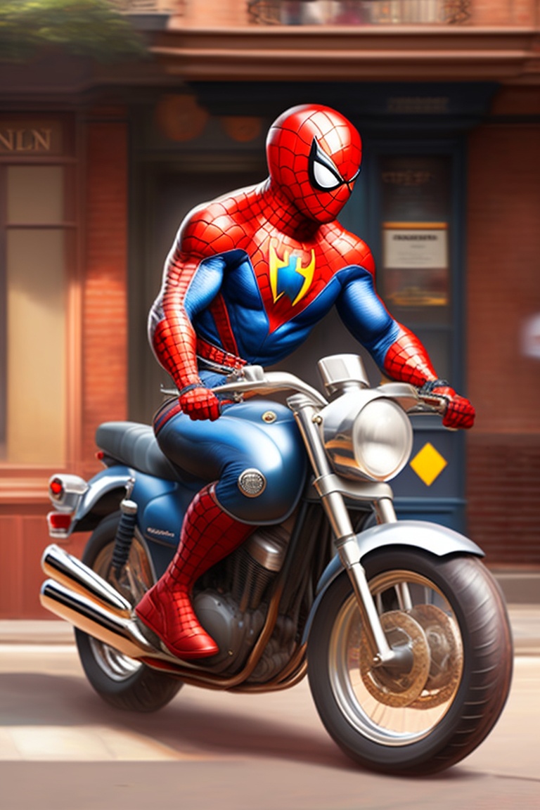 Lexica Spiderman On Motorbike Herley Davidson Old City Very Vivid Realistic