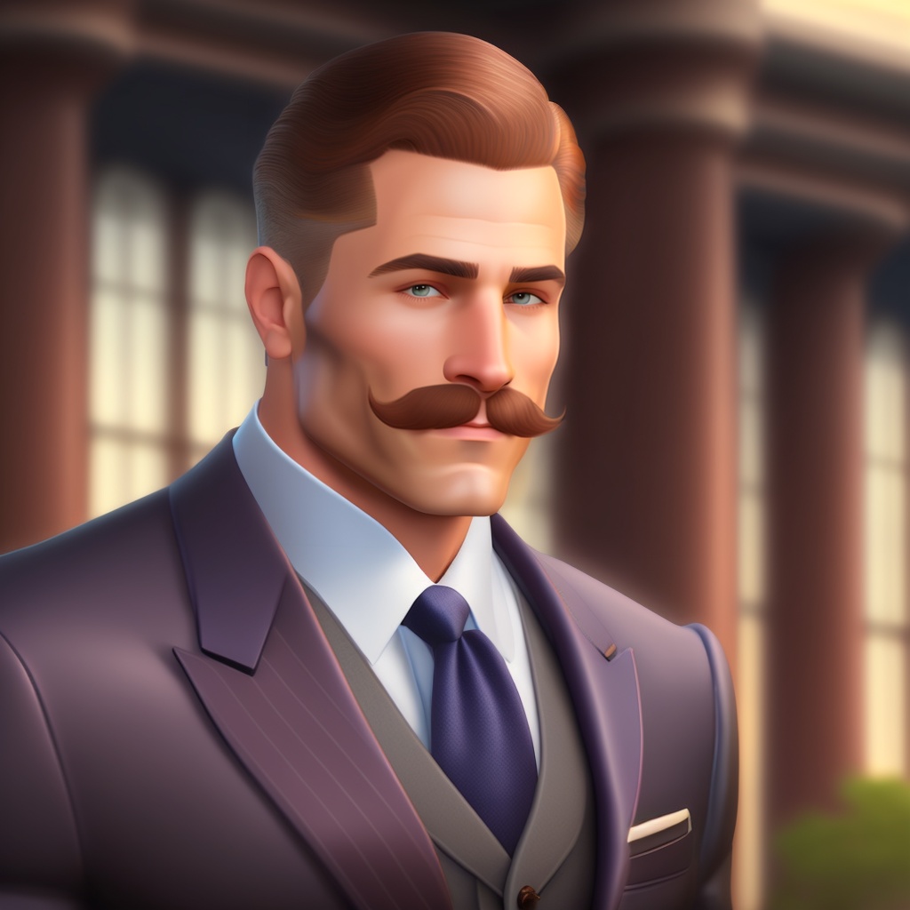 Lexica - A mustached man in formal attire wearing a suit, tie, and ...