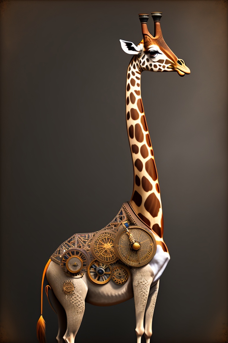 Lexica A clockwork giraffe with exposed gears, dark and gritty style