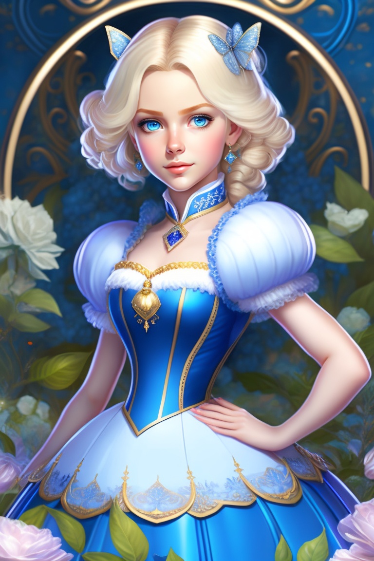Lexica Alice In Wonderland Full Body White And Blue Dress Blond Hair Blue Eyes High 9875