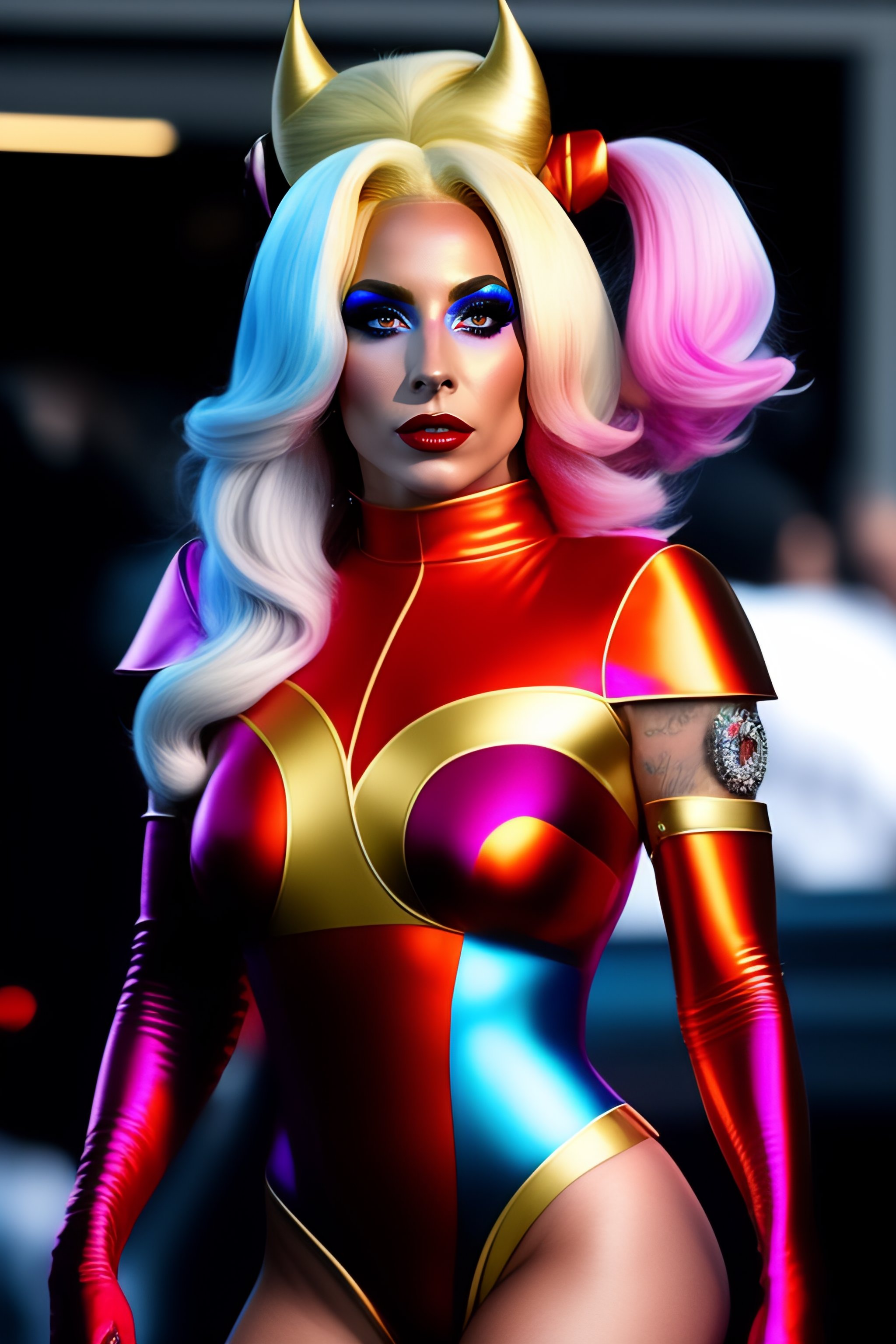 Lexica - Full body paparazzi of pic of Lady gaga as Harley quinn